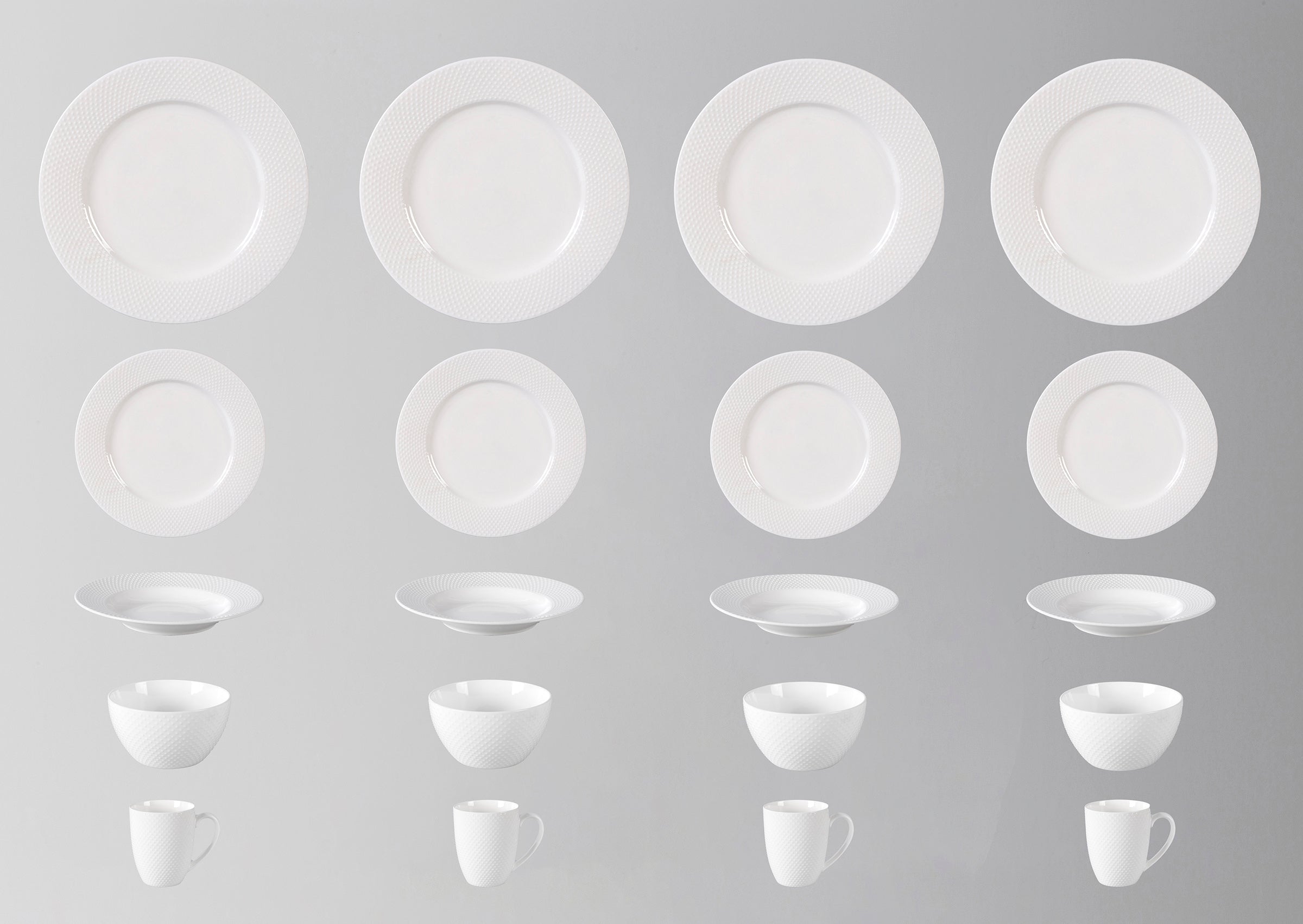 Bone China Embossed Rain Drops Dinnerware Set