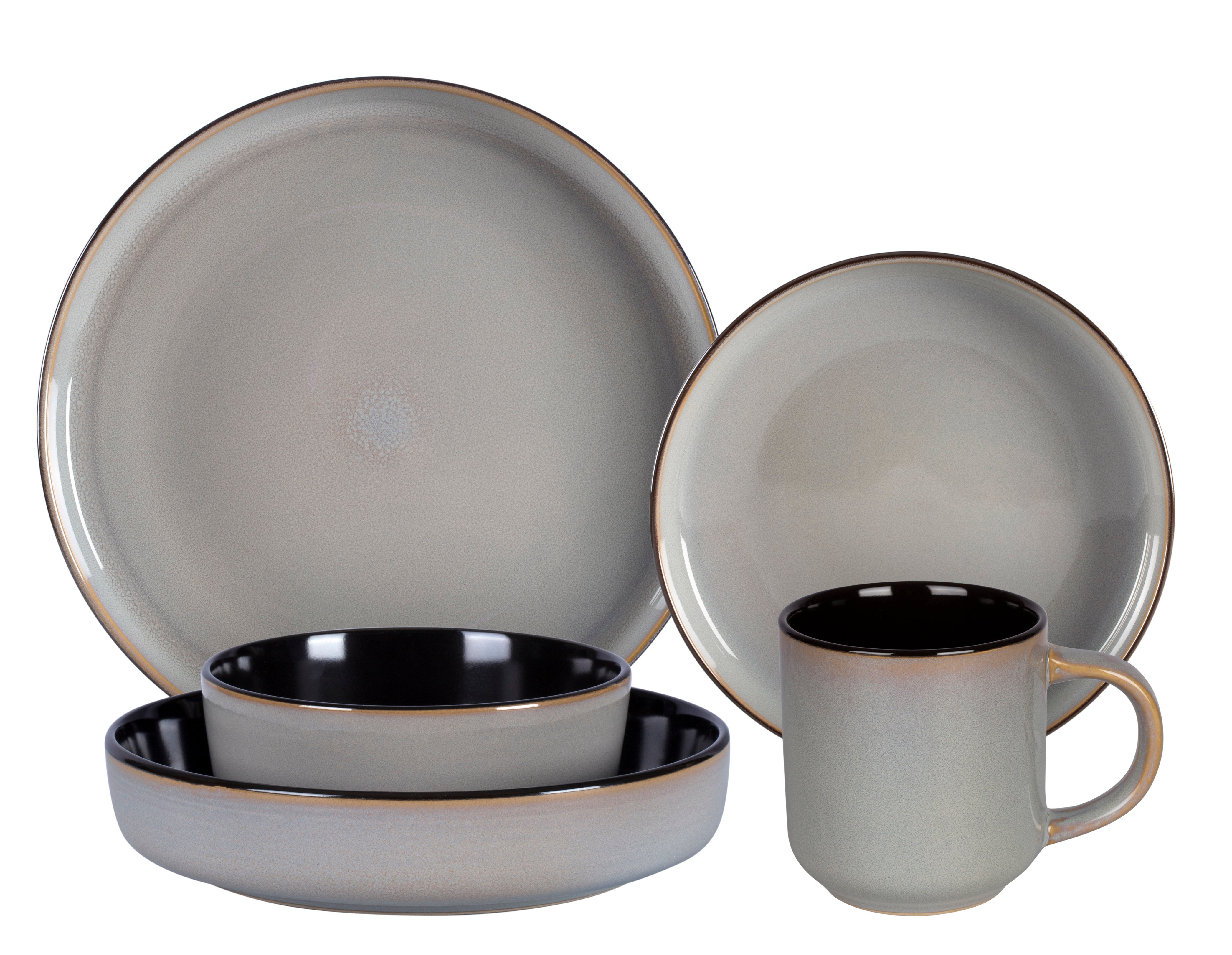 Stoneware Euro-Nordic Style 20pc Dinnerware Set, Reactive Glaze