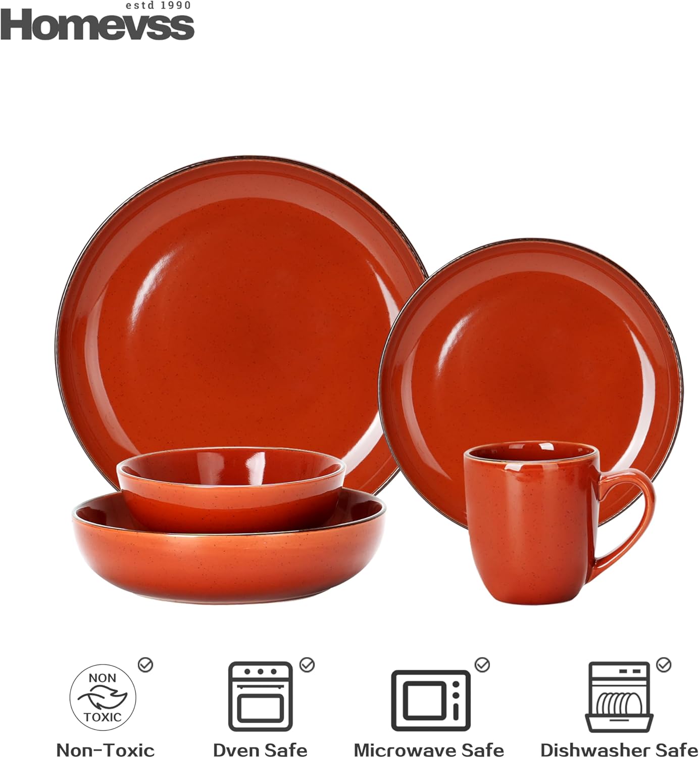 🎃Halloween-Ready🎃 Euro-Nordic Speckled Stoneware Dinnerware Set