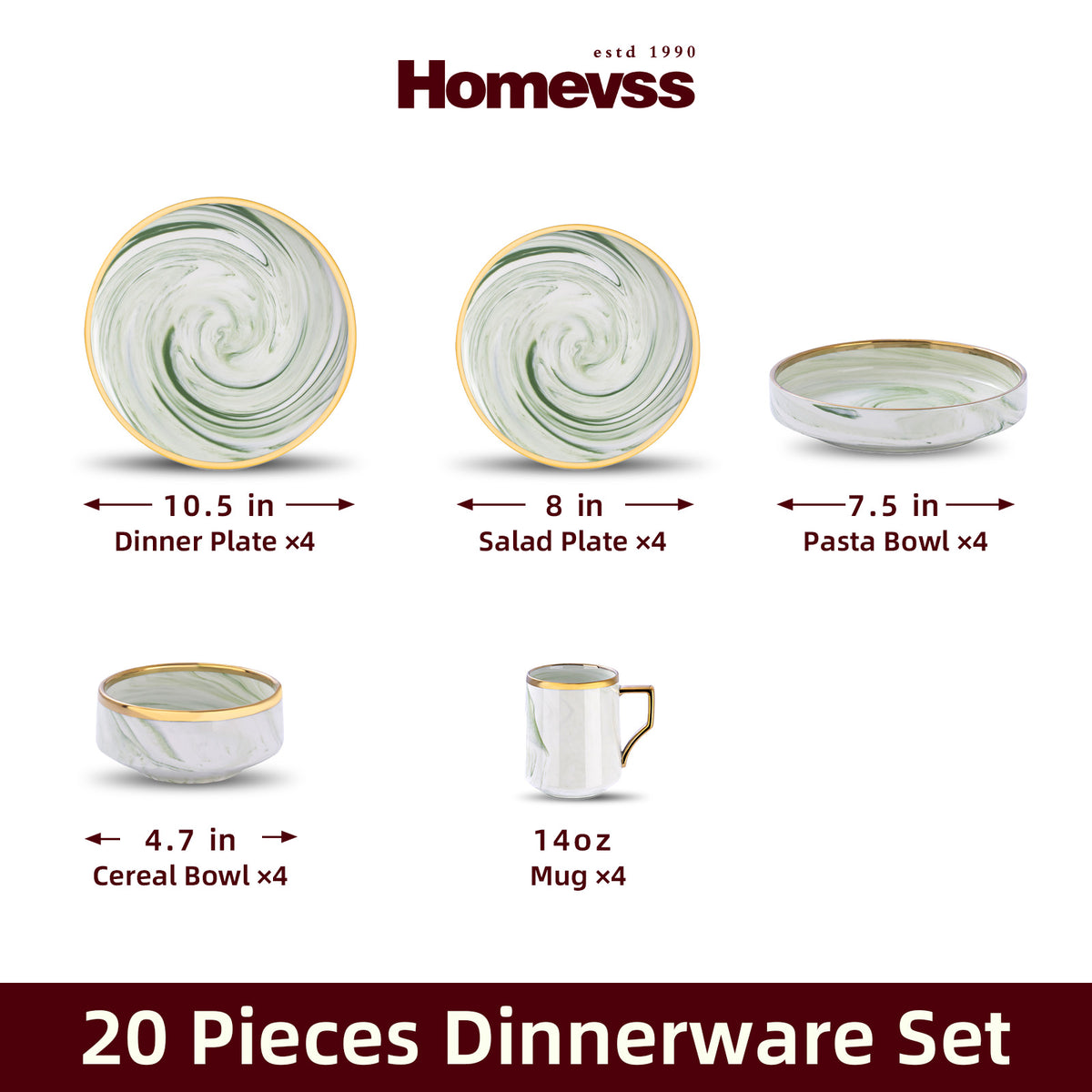Artisan Marbled Fine China Dinnerware Set