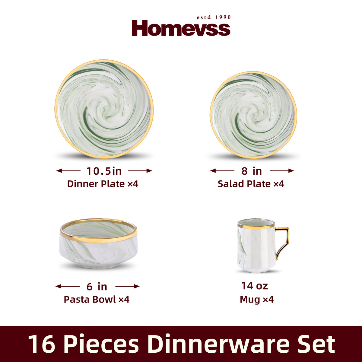 Artisan Marbled Fine China Dinnerware Set
