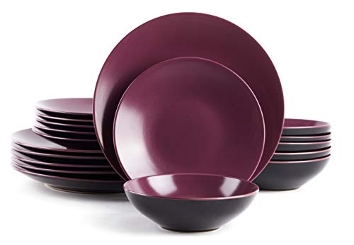 Colors Life 16 Dinnerware Set，Outside Shinny Black + Inside Matte Finished Color