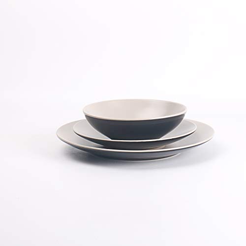 Colors Life 16 Dinnerware Set，Outside Shinny Black + Inside Matte Finished Color