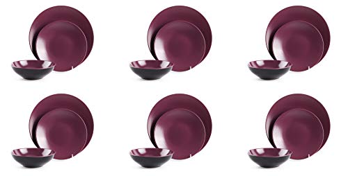 Colors Life 16 Dinnerware Set，Outside Shinny Black + Inside Matte Finished Color