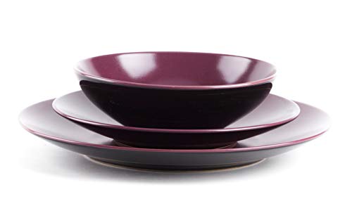 Colors Life 16 Dinnerware Set，Outside Shinny Black + Inside Matte Finished Color