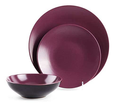 Colors Life 16 Dinnerware Set，Outside Shinny Black + Inside Matte Finished Color