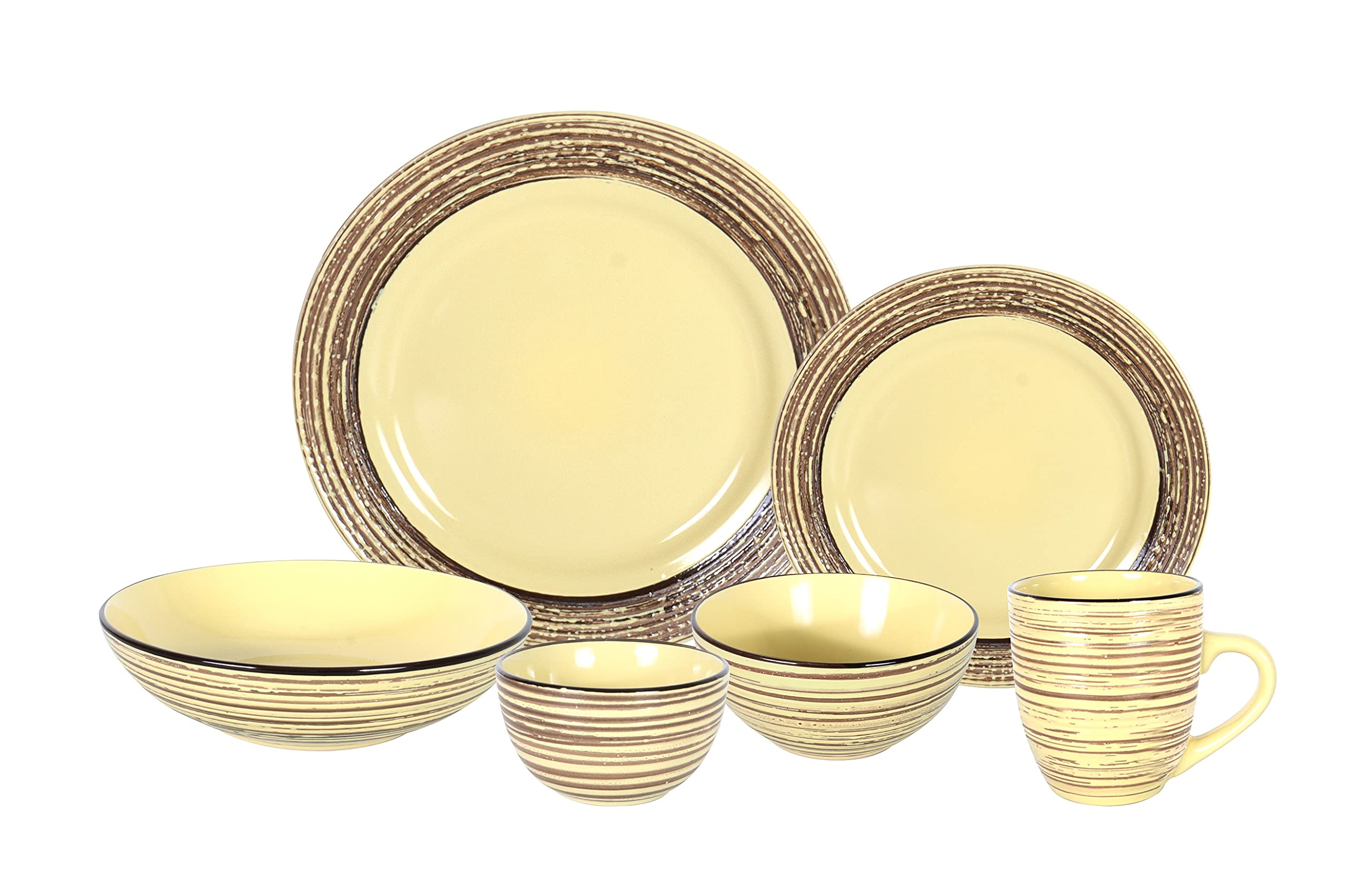 Stoneware Handcrafted Tree Bark Effected Glaze Dinnerware Set (Service for 4-16pc Set)