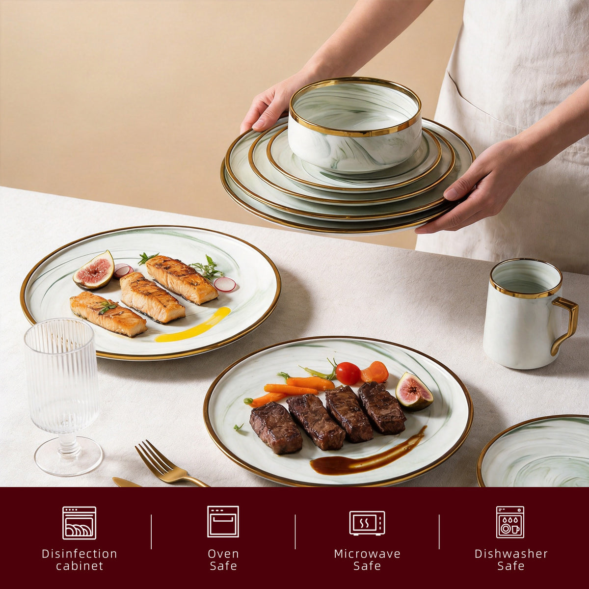 Artisan Marbled Fine China Dinnerware Set