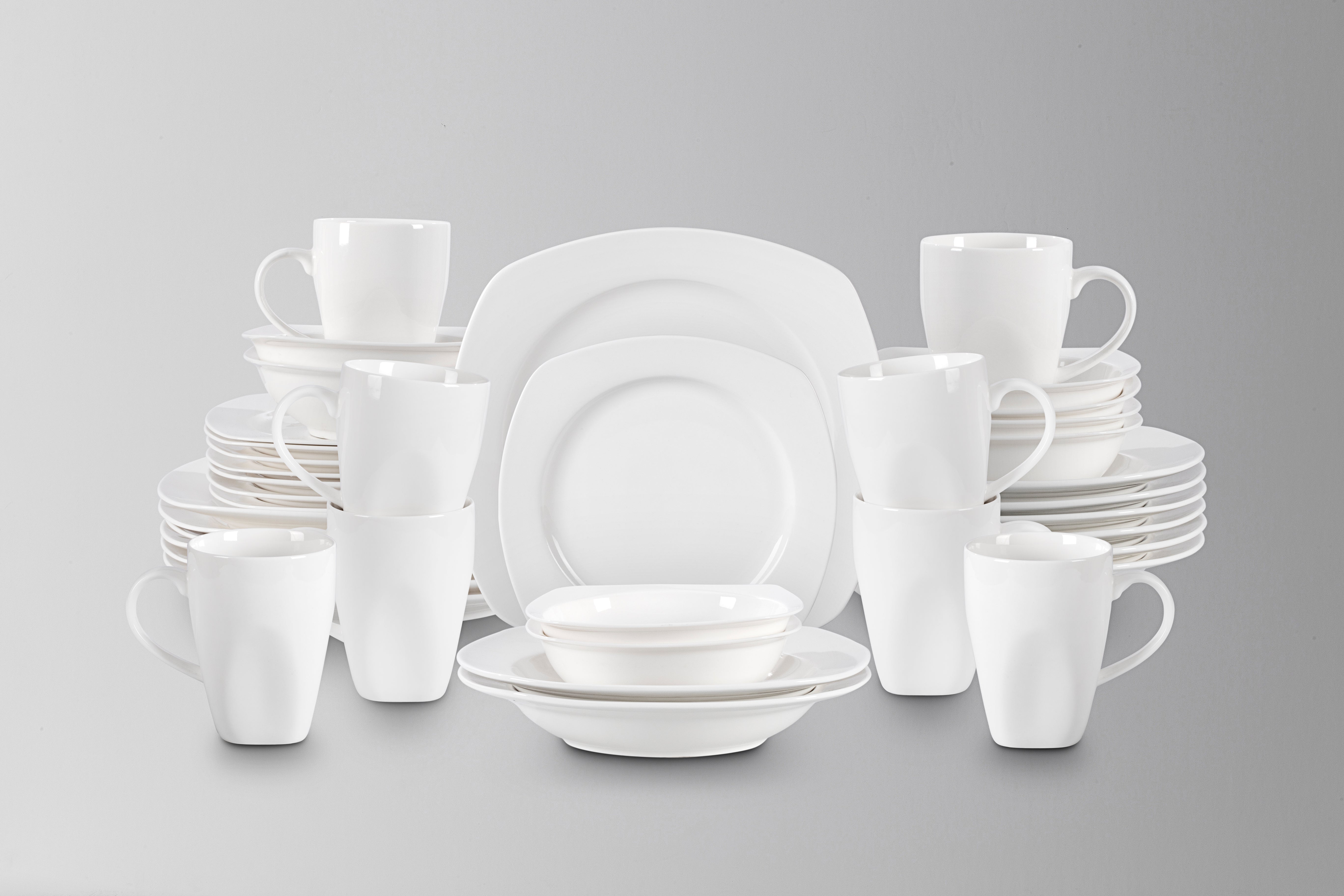 Bone China Square Coupe Shape Dinnerware Set