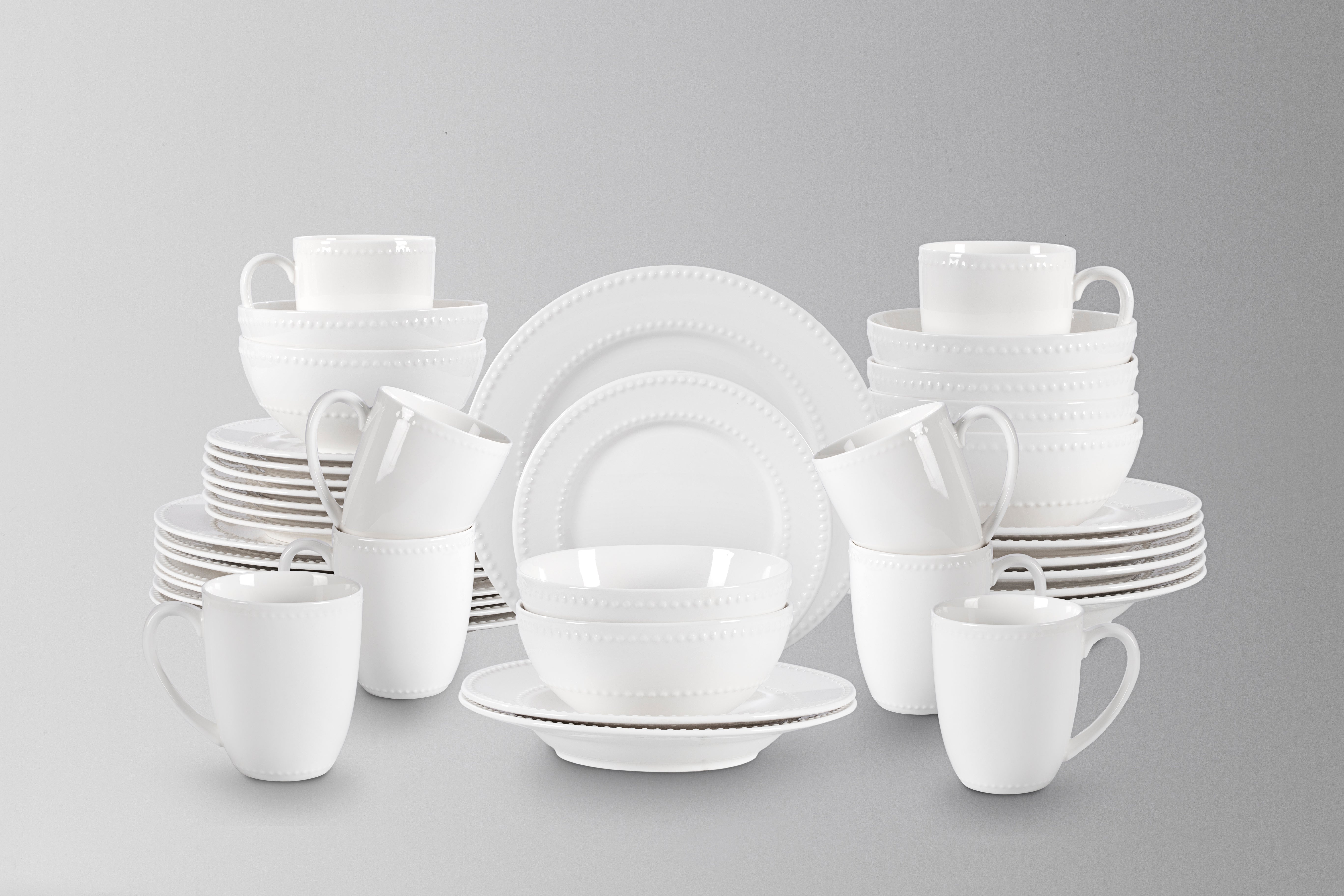 Bone China Embossed Pearl Dots Dinnerware Set