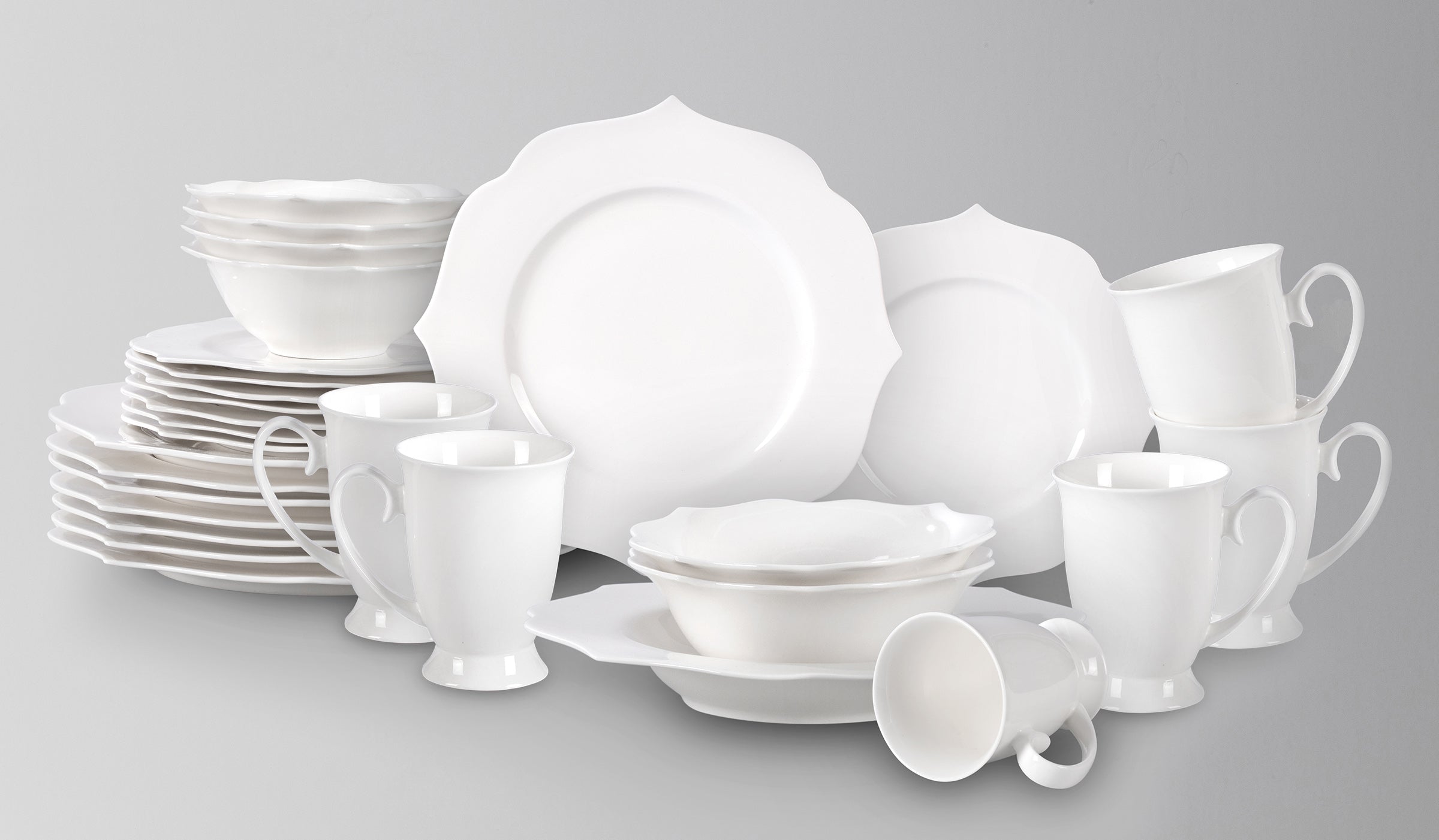 Bone China Embossed Lotus Dinnerware Set