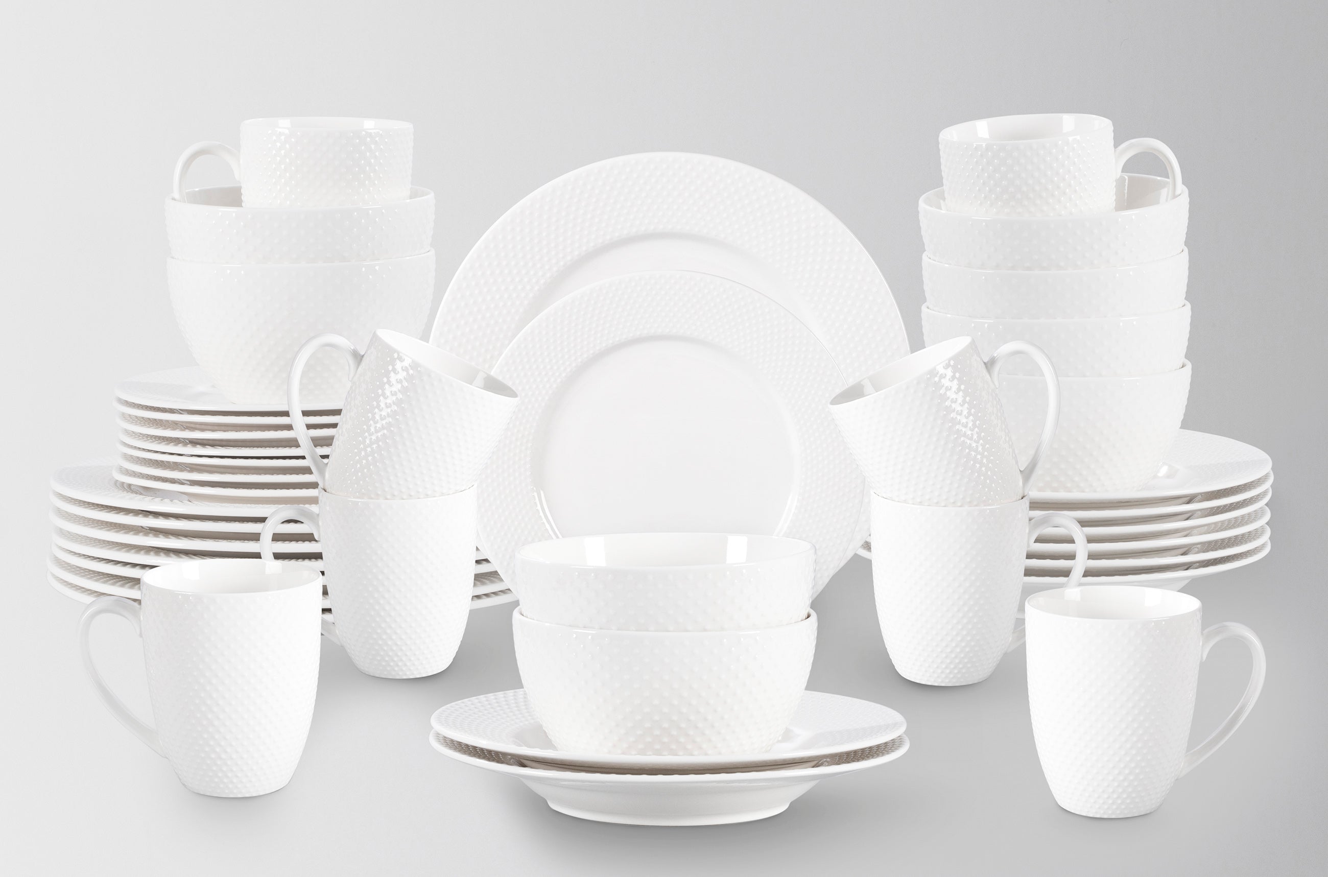 Bone China Embossed Rain Drops Dinnerware Set