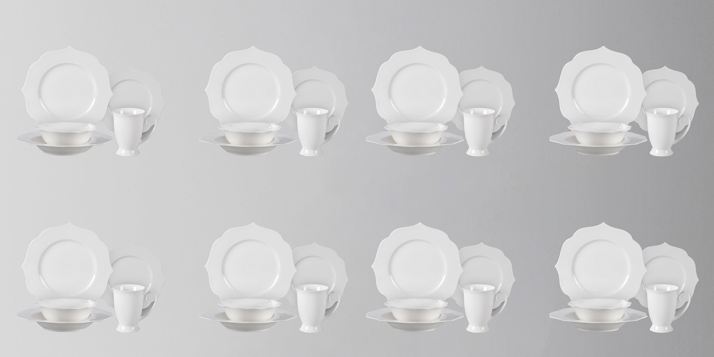 Bone China Embossed Lotus Dinnerware Set