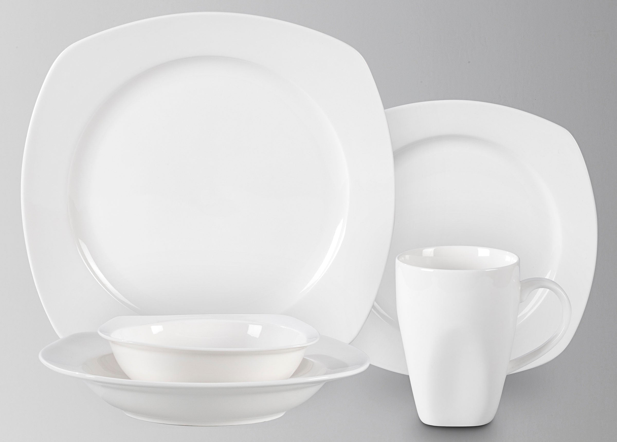 Bone China Square Coupe Shape Dinnerware Set