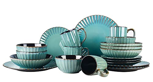 Osita Strip Stoneware 20pc Dinnerware Set, Pink