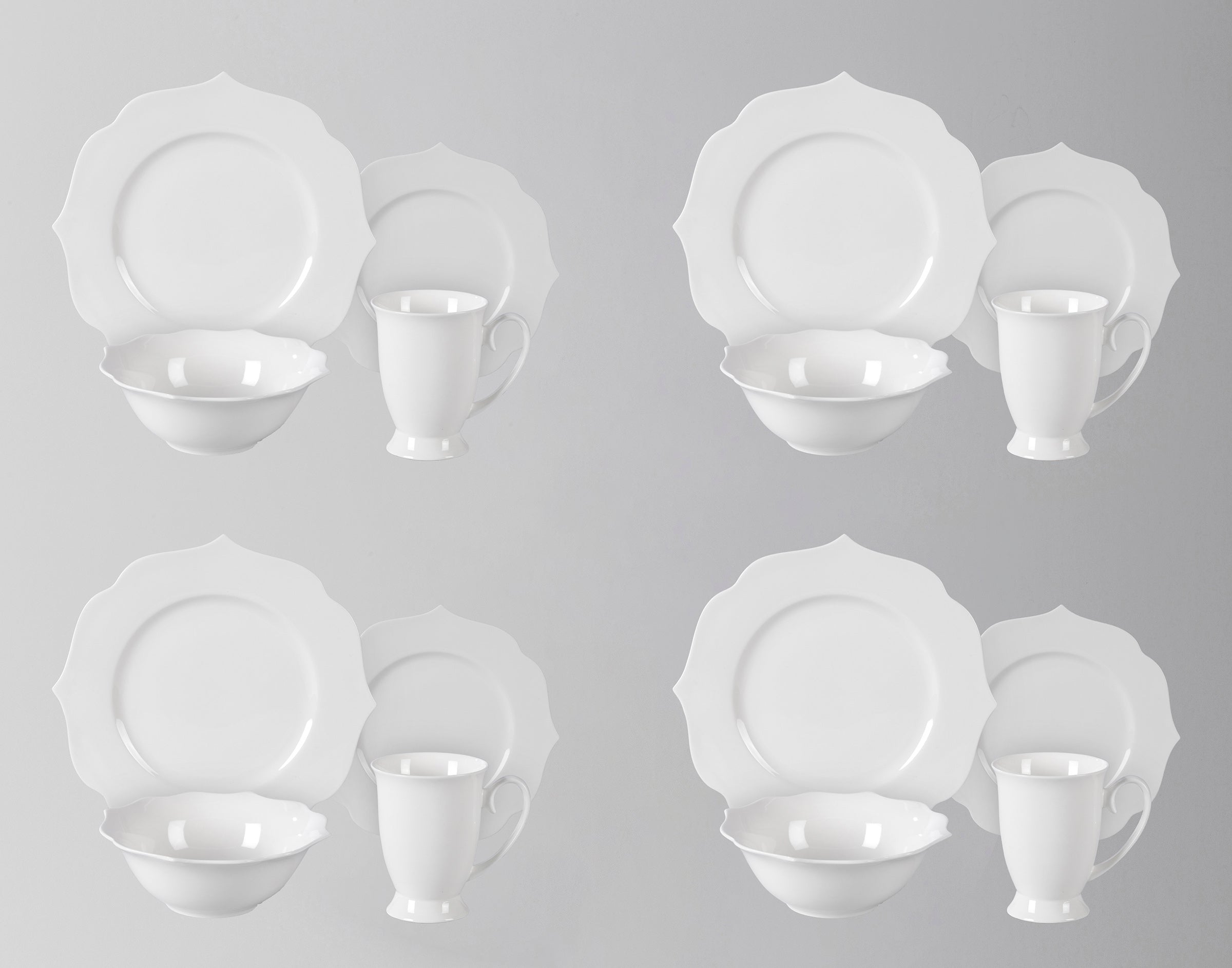 Bone China Embossed Lotus Dinnerware Set