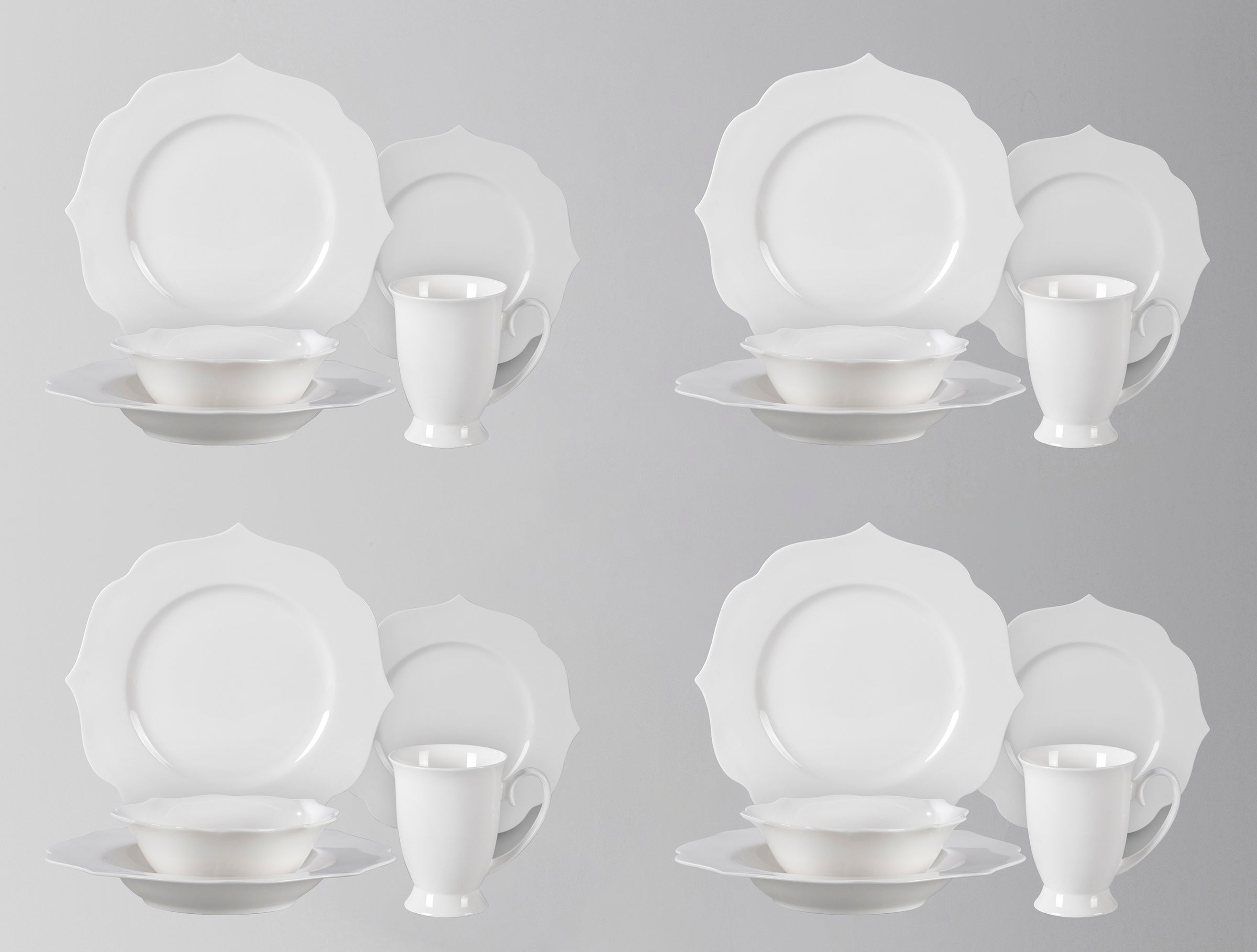 Bone China Embossed Lotus Dinnerware Set