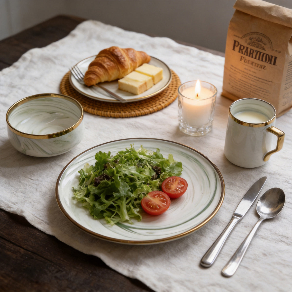 Artisan Marbled Fine China Dinnerware Set