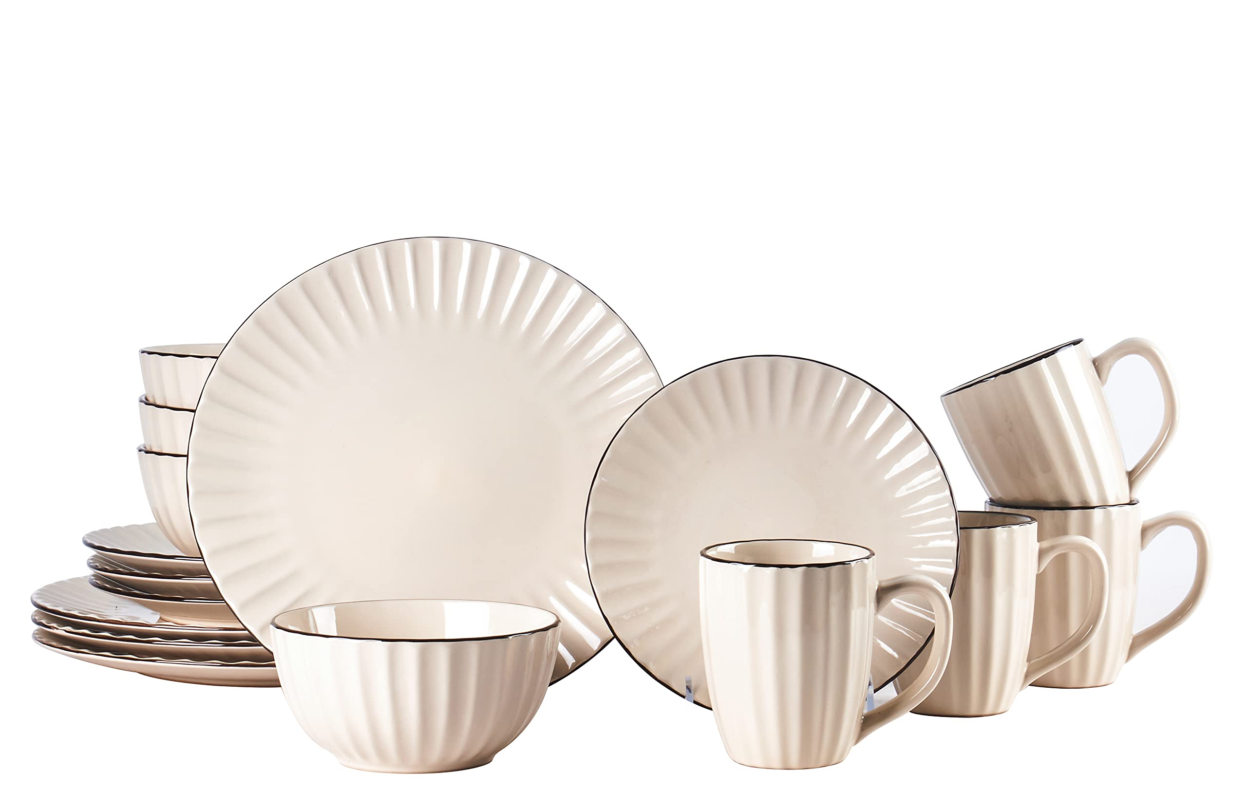 Osita Strip Stoneware 20pc Dinnerware Set, Pink