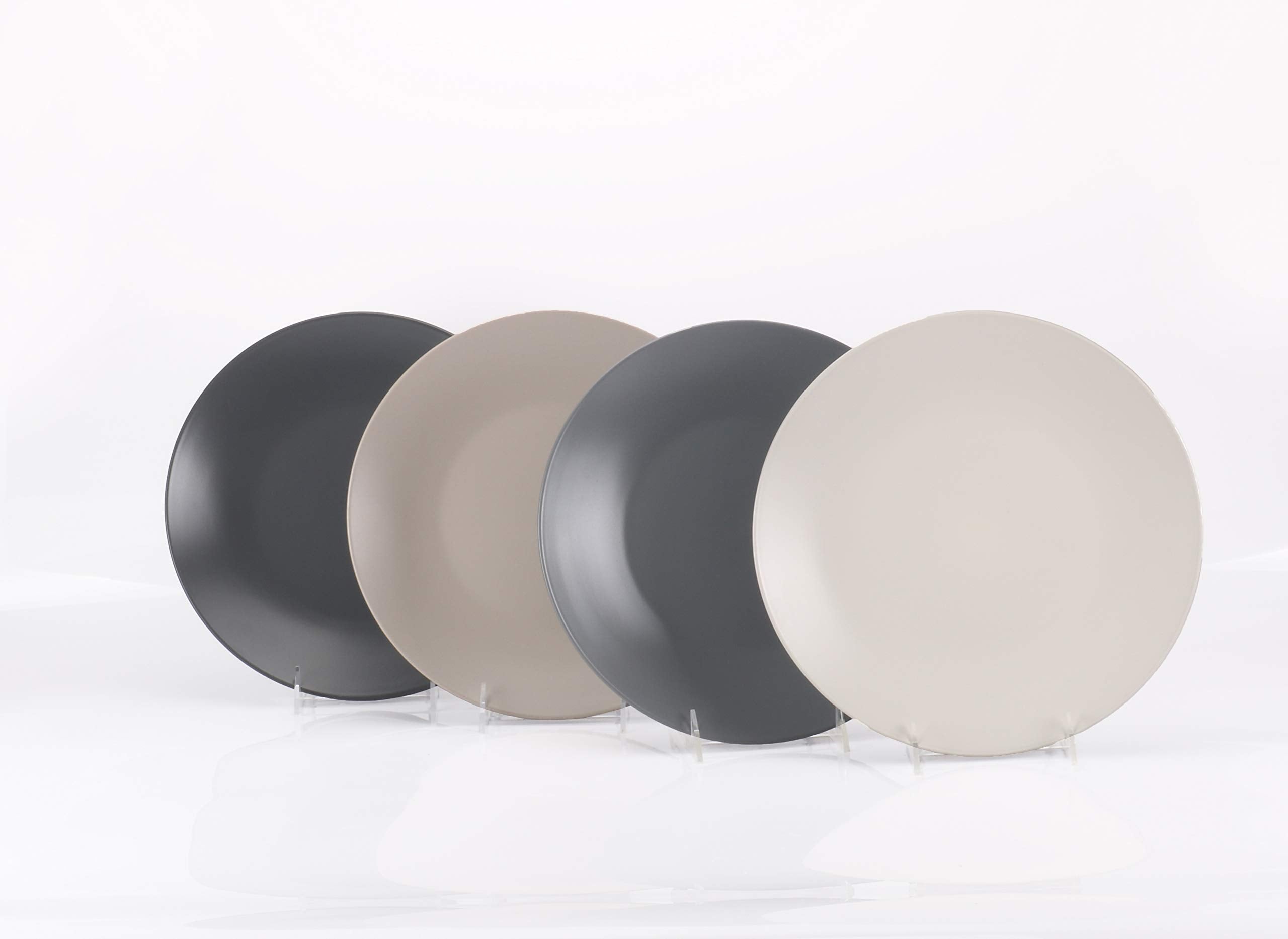 Colors Life 16 Dinnerware Set，Outside Shinny Black + Inside Matte Finished Color