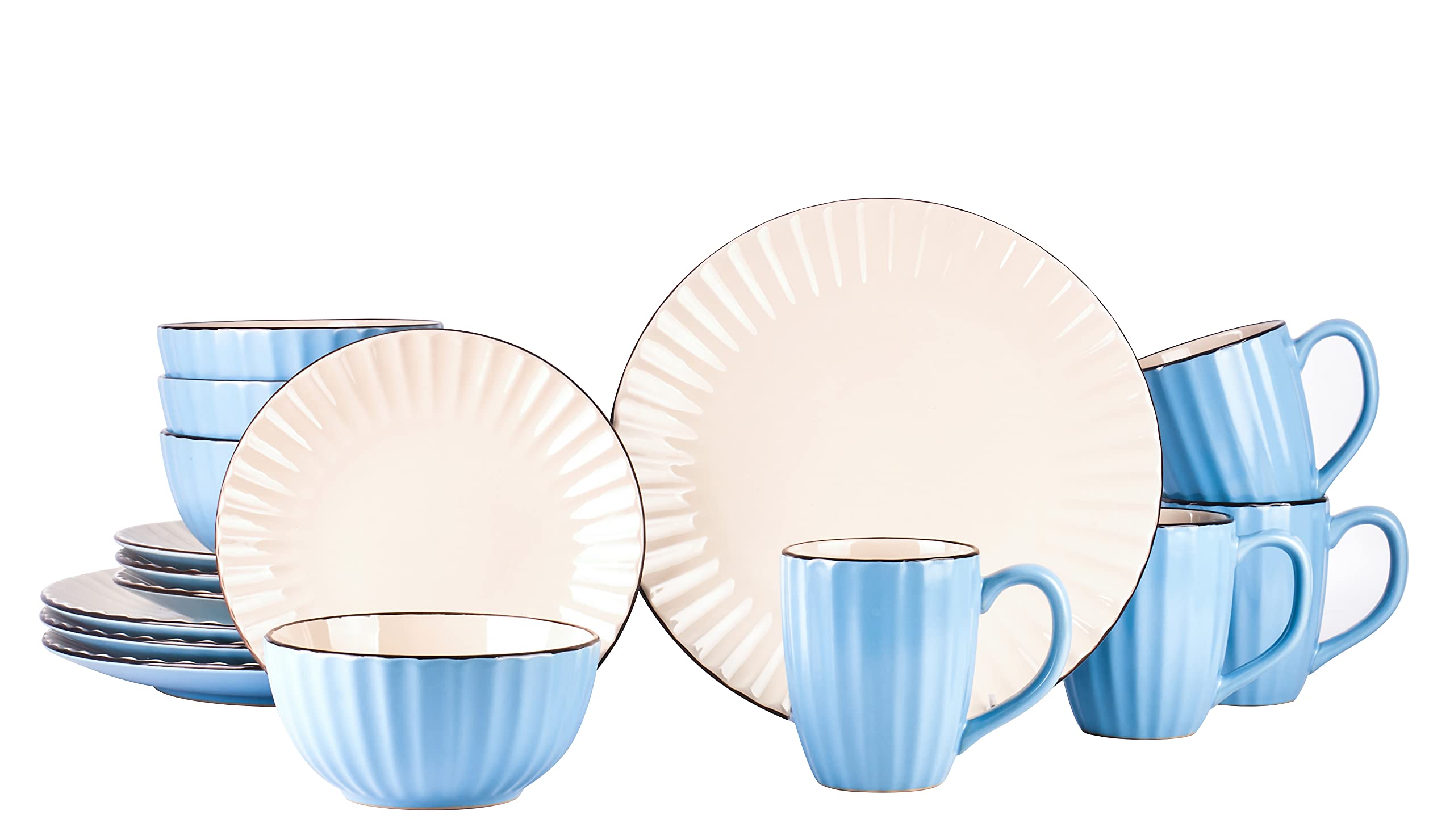 Osita Strip Stoneware 20pc Dinnerware Set, Pink