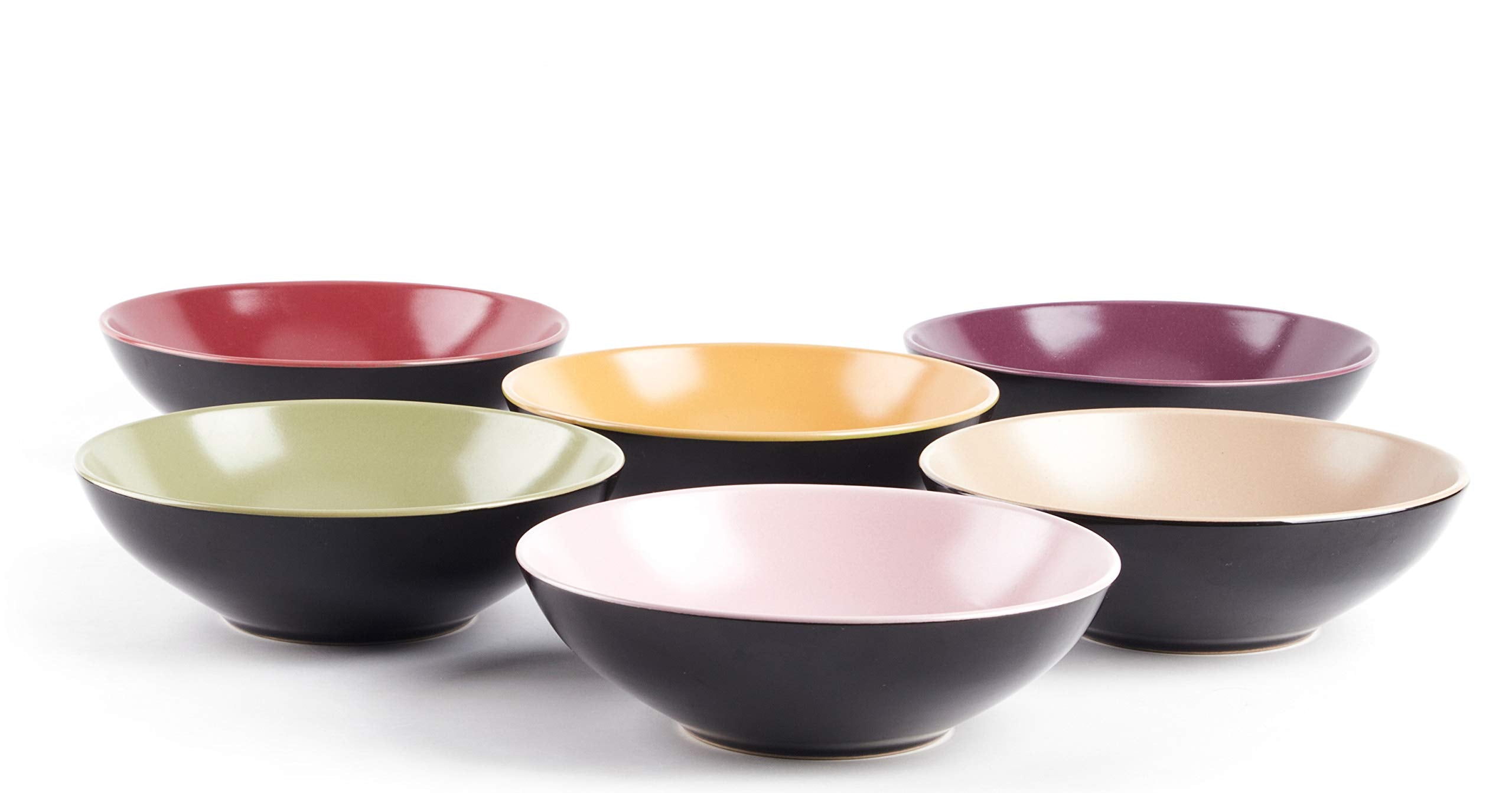 Colors Life 16 Dinnerware Set，Outside Shinny Black + Inside Matte Finished Color