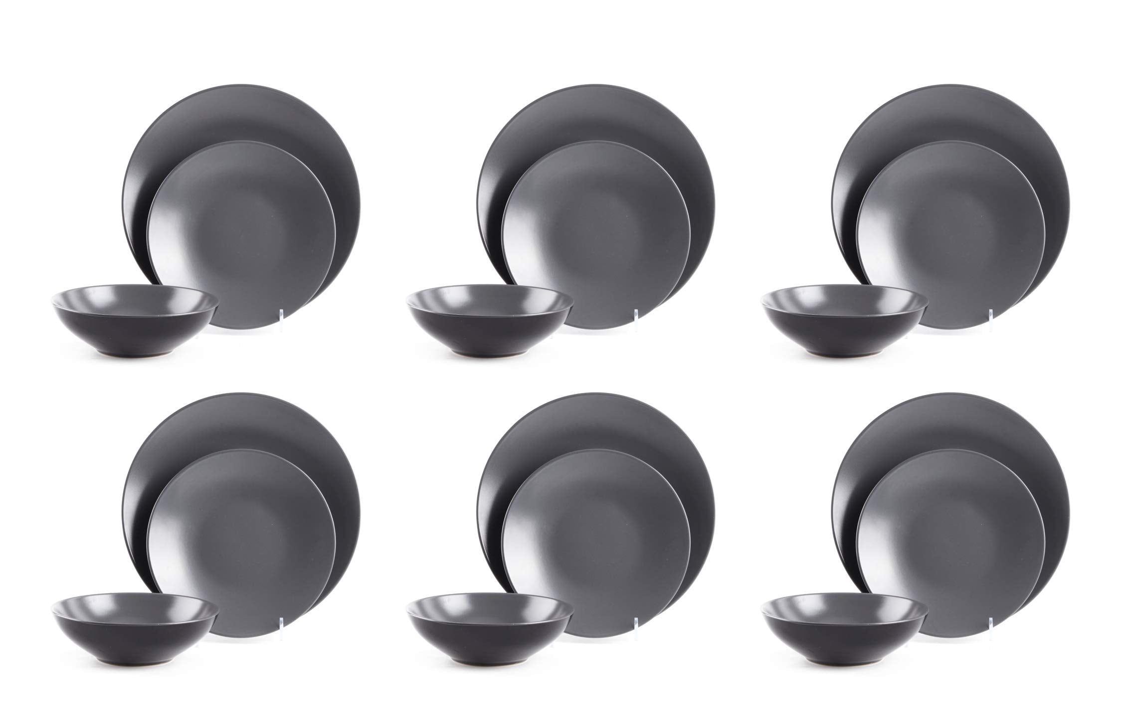 Colors Life 16 Dinnerware Set，Outside Shinny Black + Inside Matte Finished Color