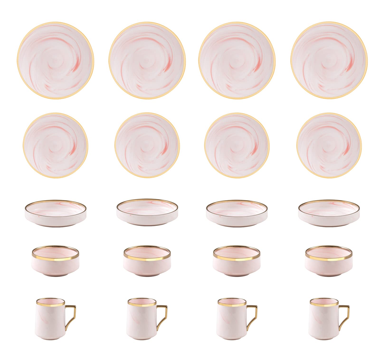 Fine China Artisan Marbled 20pc Dinner Set, varations with golden line