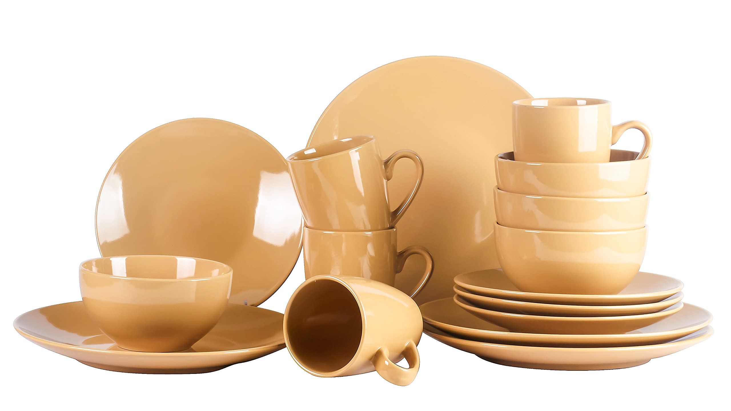 Color Wave Stoneware 16pc Dinnerware Set, Honey Comb