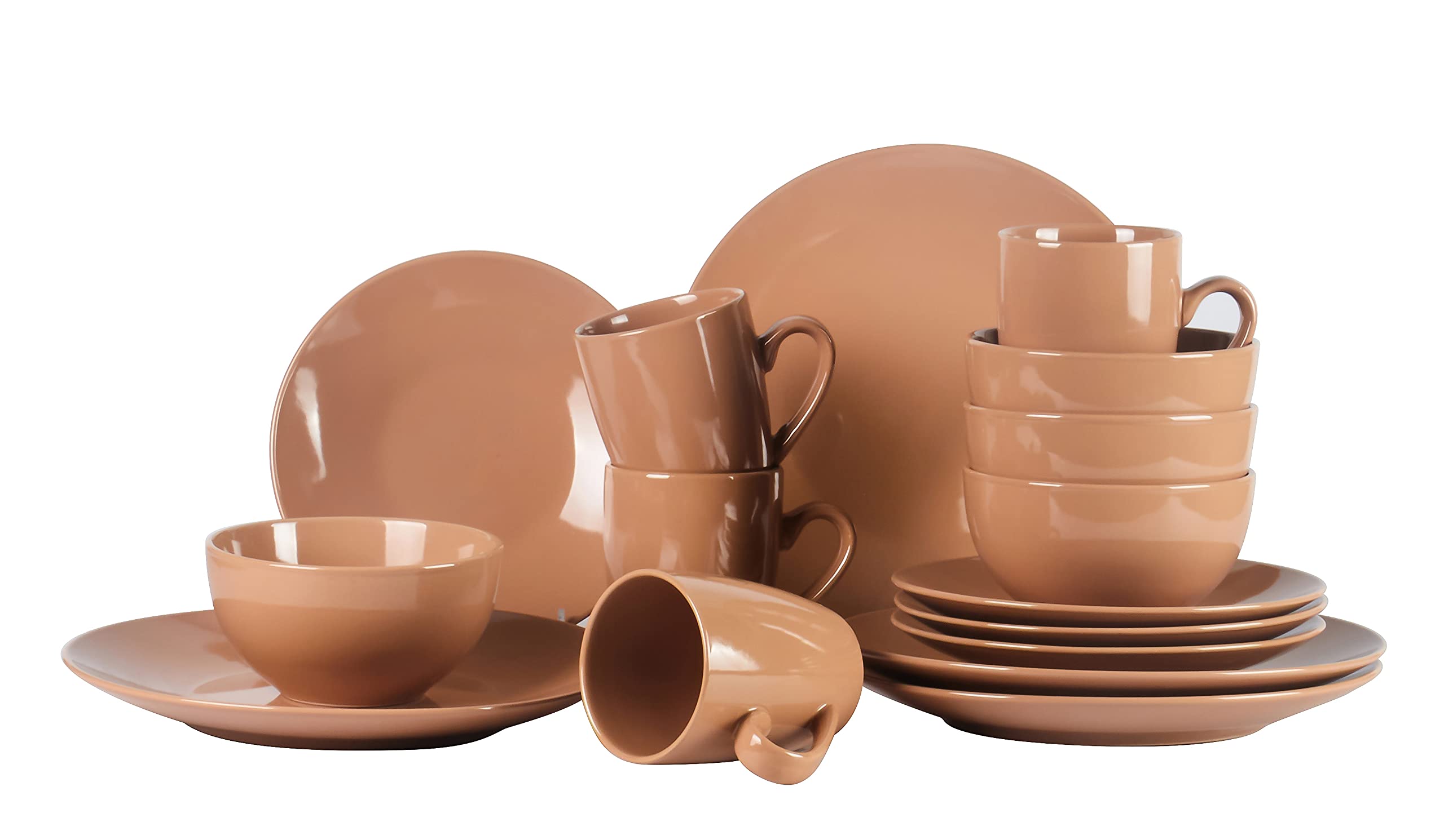 Color Wave Stoneware 16pc Dinnerware Set, Honey Comb