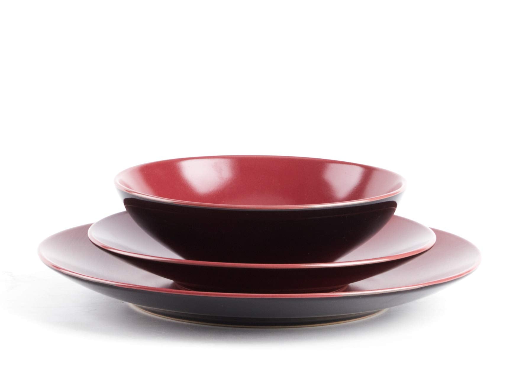 Colors Life 16 Dinnerware Set，Outside Shinny Black + Inside Matte Finished Color