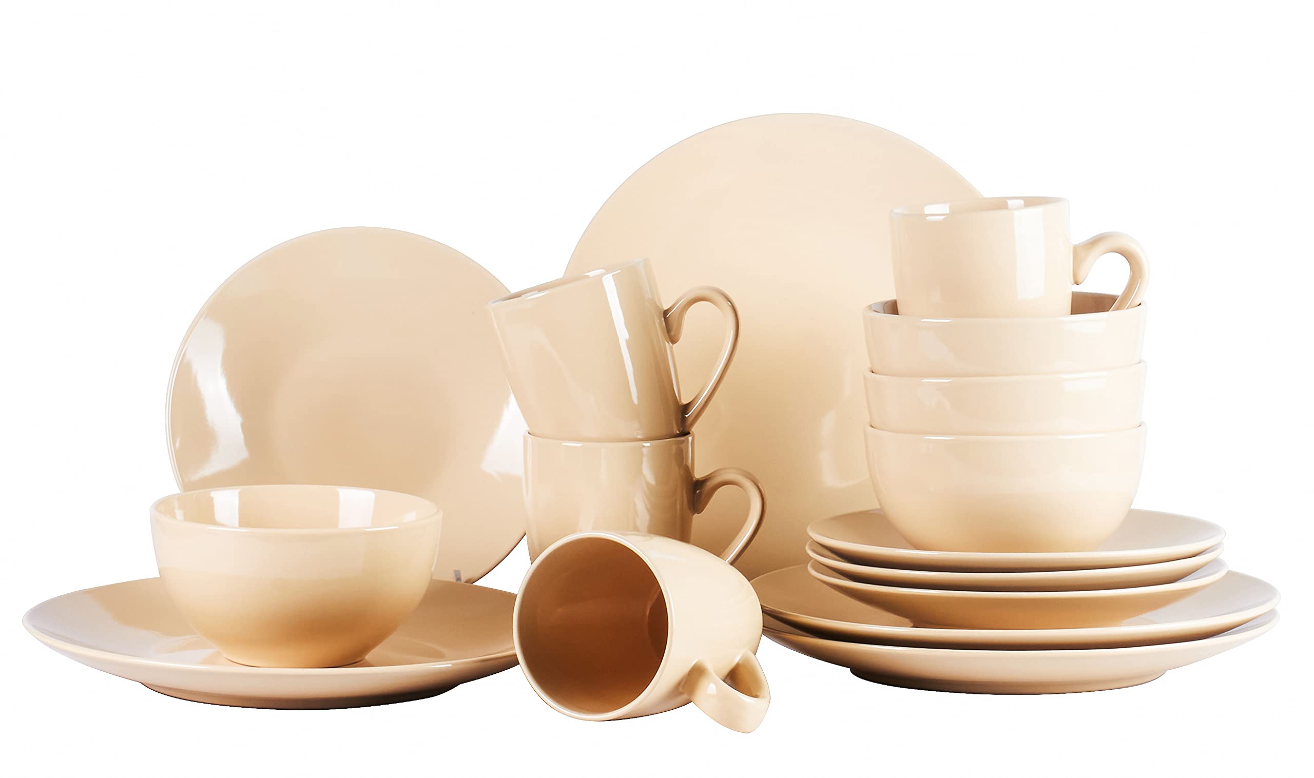 Color Wave Stoneware 16pc Dinnerware Set, Honey Comb