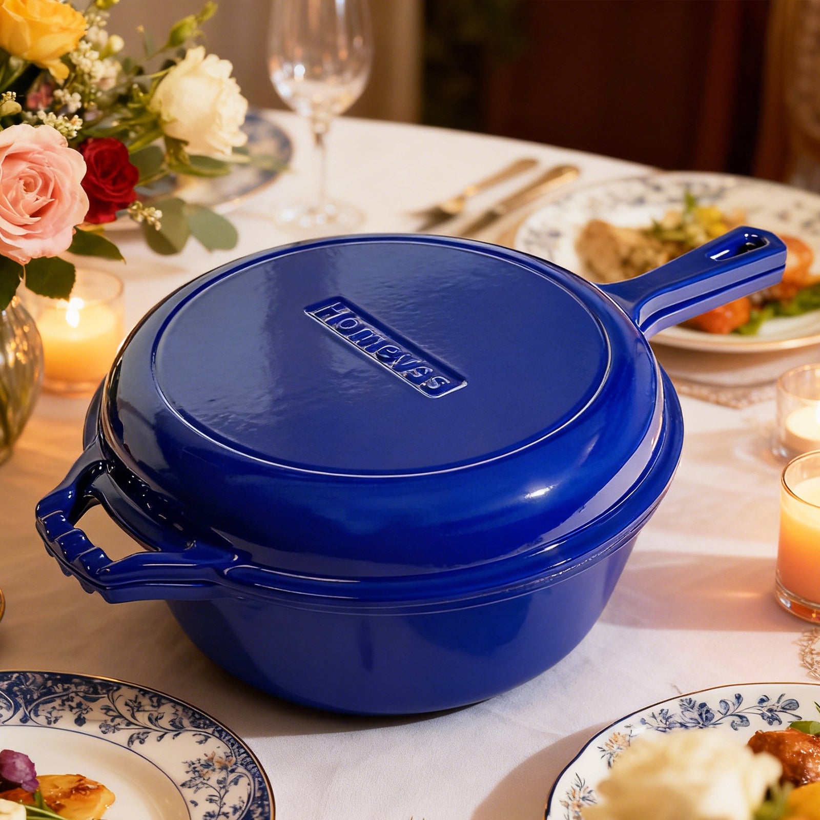 6.5-Quart Enameled Cast Iron Double Dutch Oven