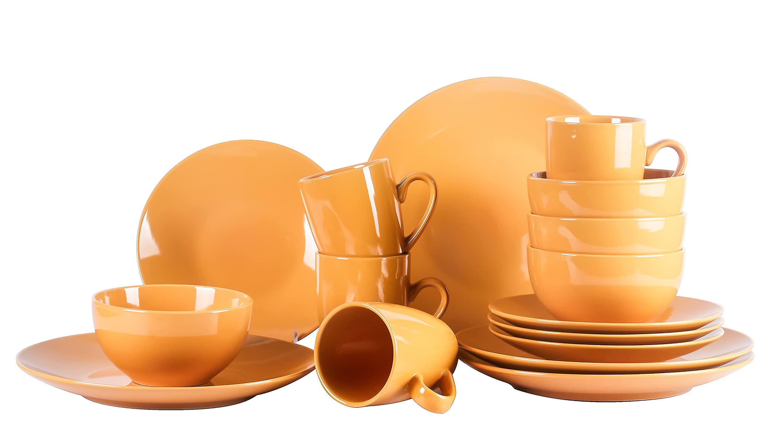 Color Wave Stoneware 16pc Dinnerware Set, Honey Comb