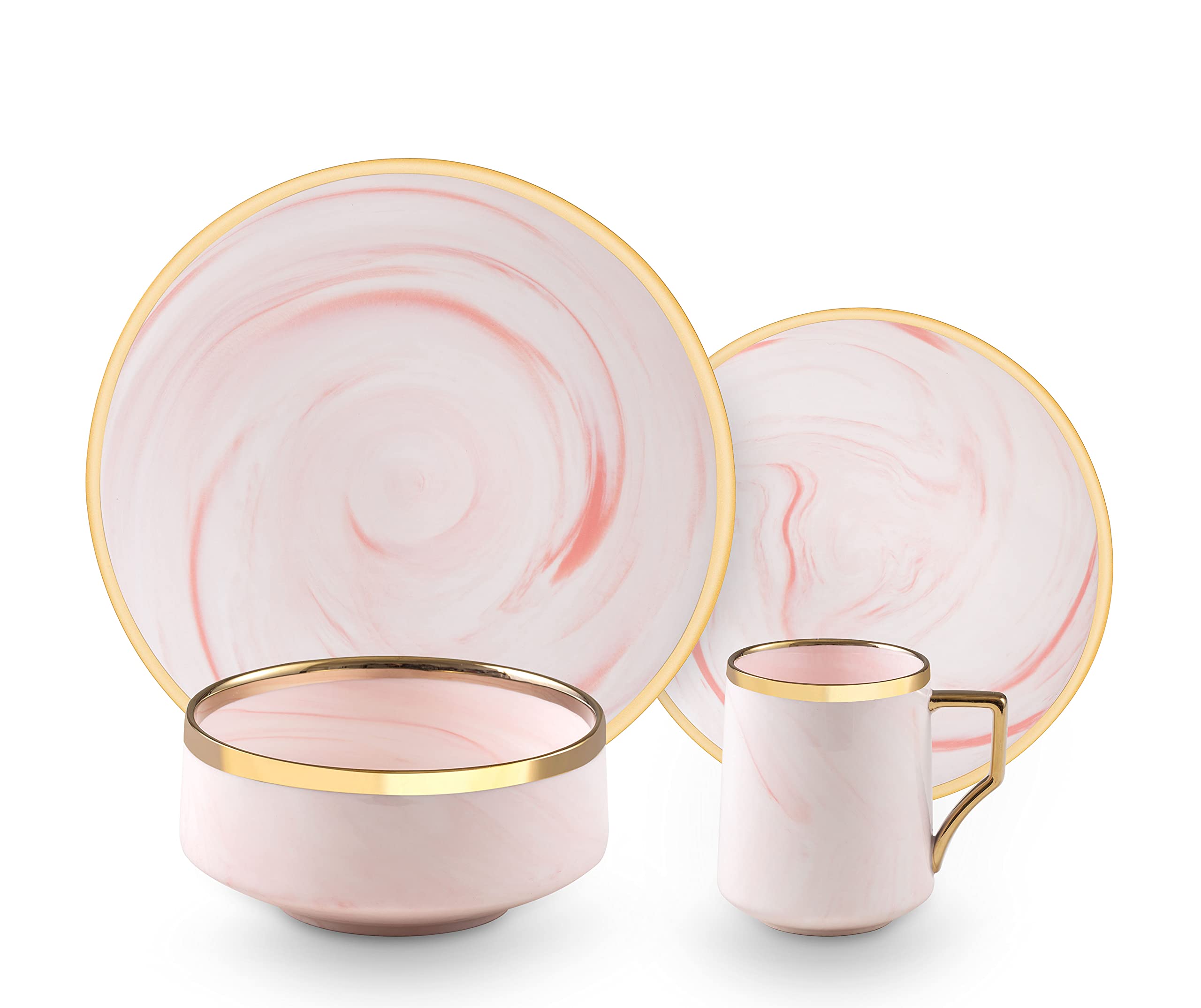 Fine China Artisan Marbled 20pc Dinner Set, varations with golden line