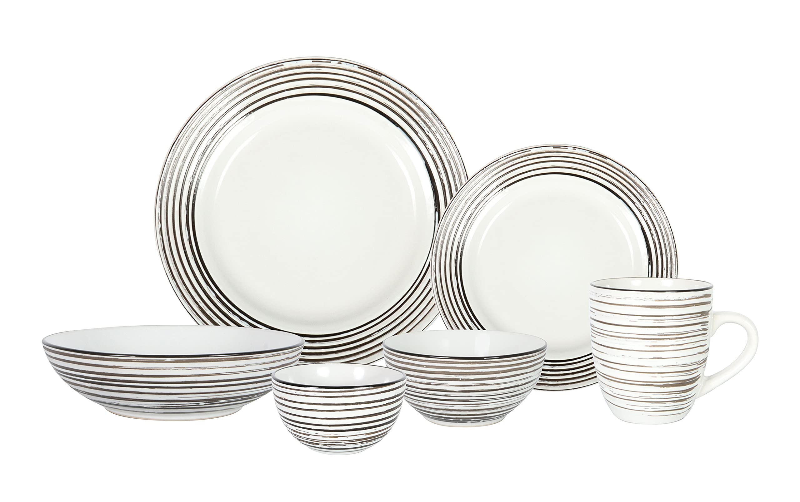 Stoneware Handcrafted Tree Bark Effected Glaze Dinnerware Set (Service for 4-16pc Set)