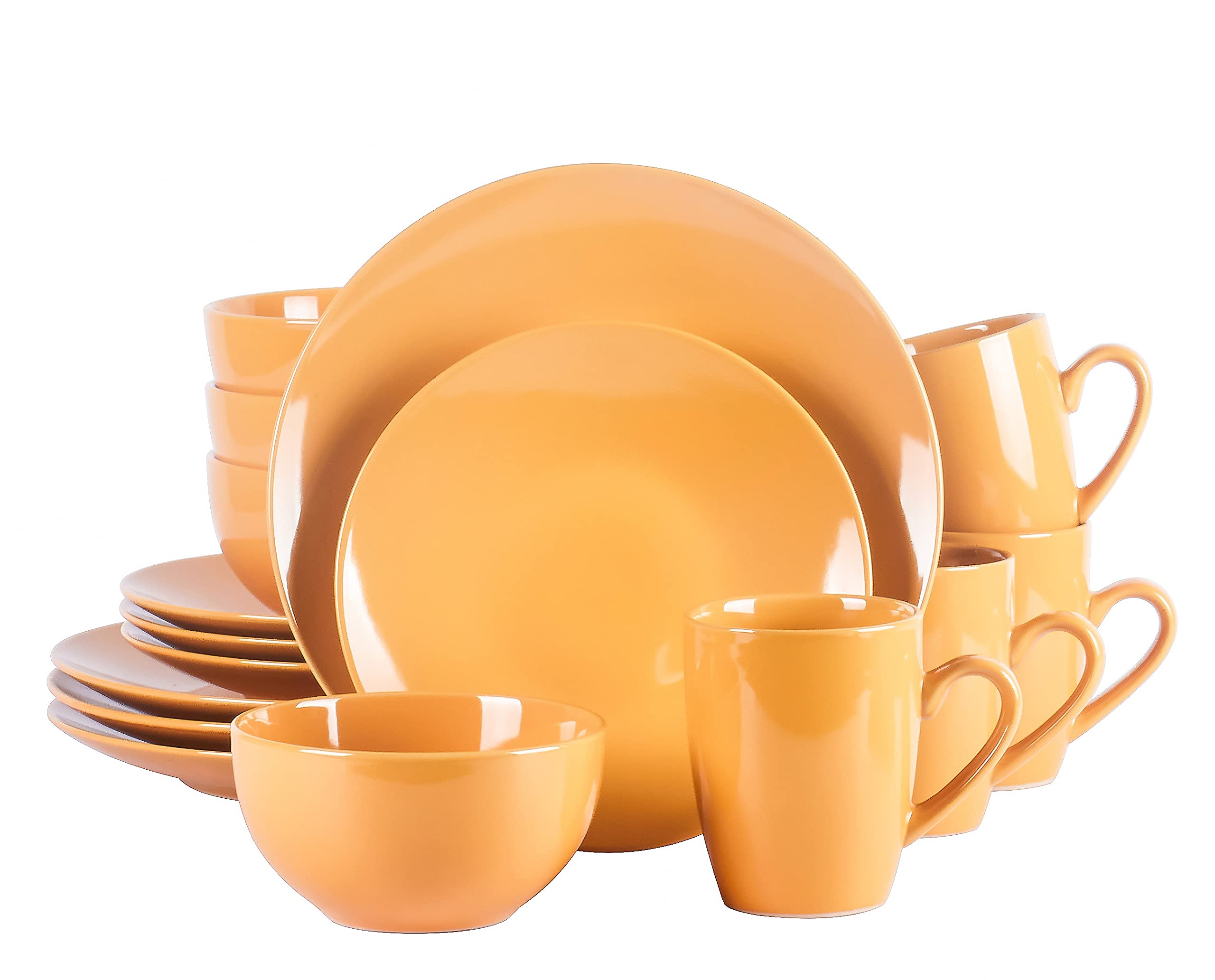 Color Wave Stoneware 16pc Dinnerware Set, Honey Comb