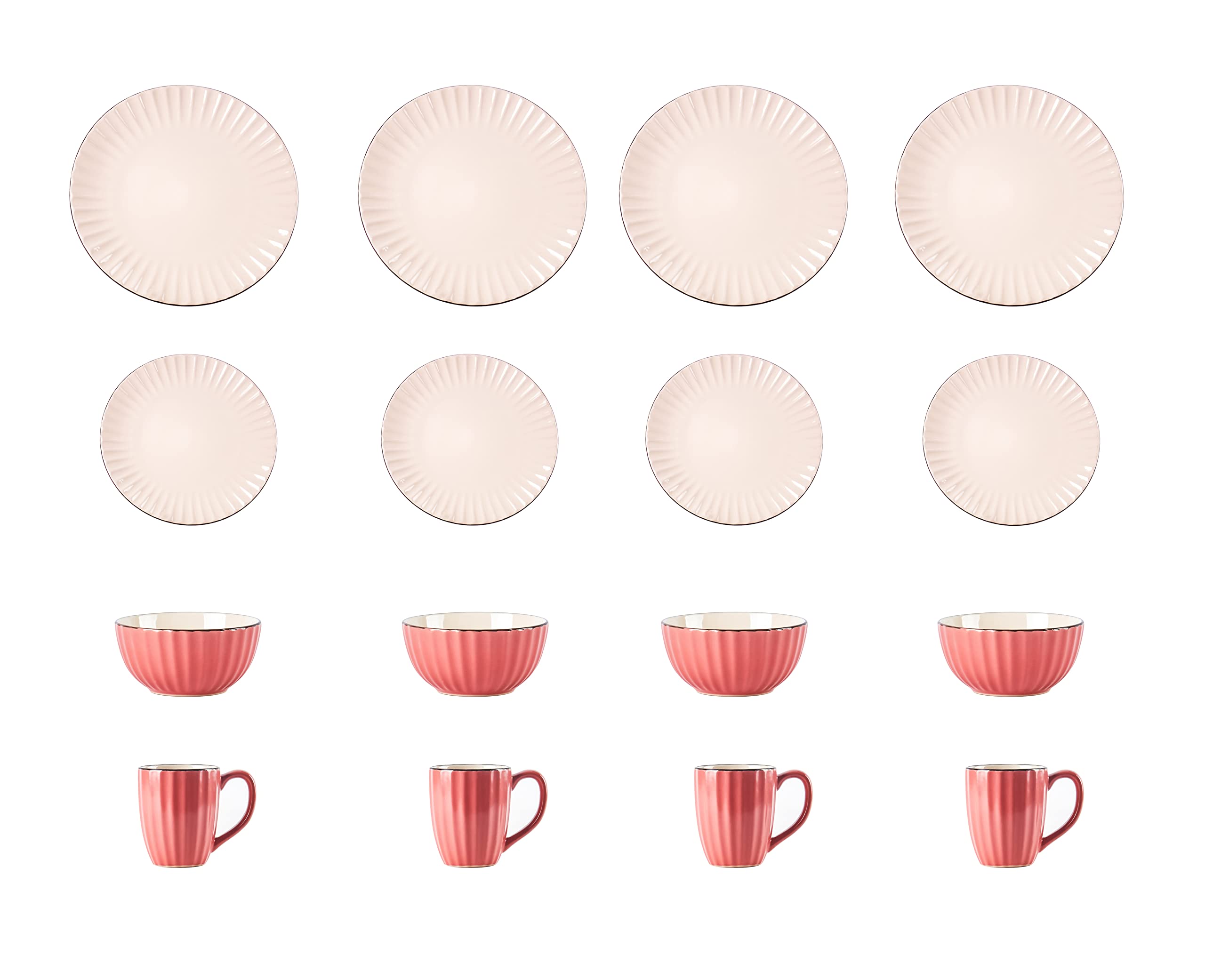 Osita Strip Stoneware 20pc Dinnerware Set, Pink