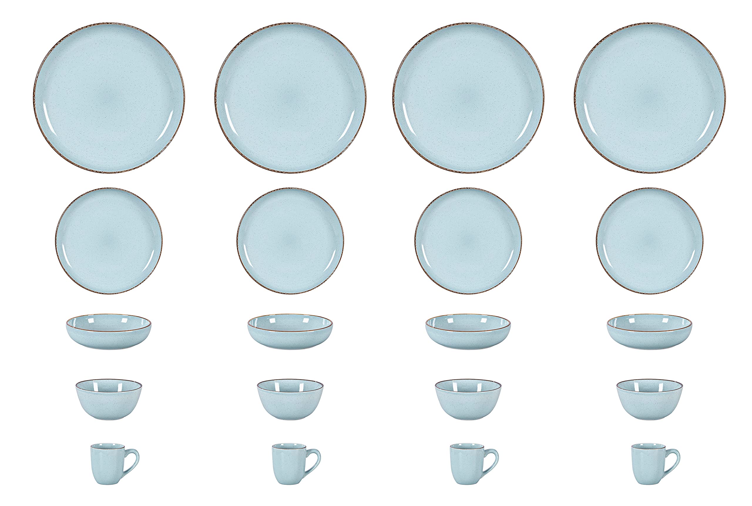 Stoneware Euro-Nordic 20pc Dinnerware Set, Shiny White With Speckled Effect