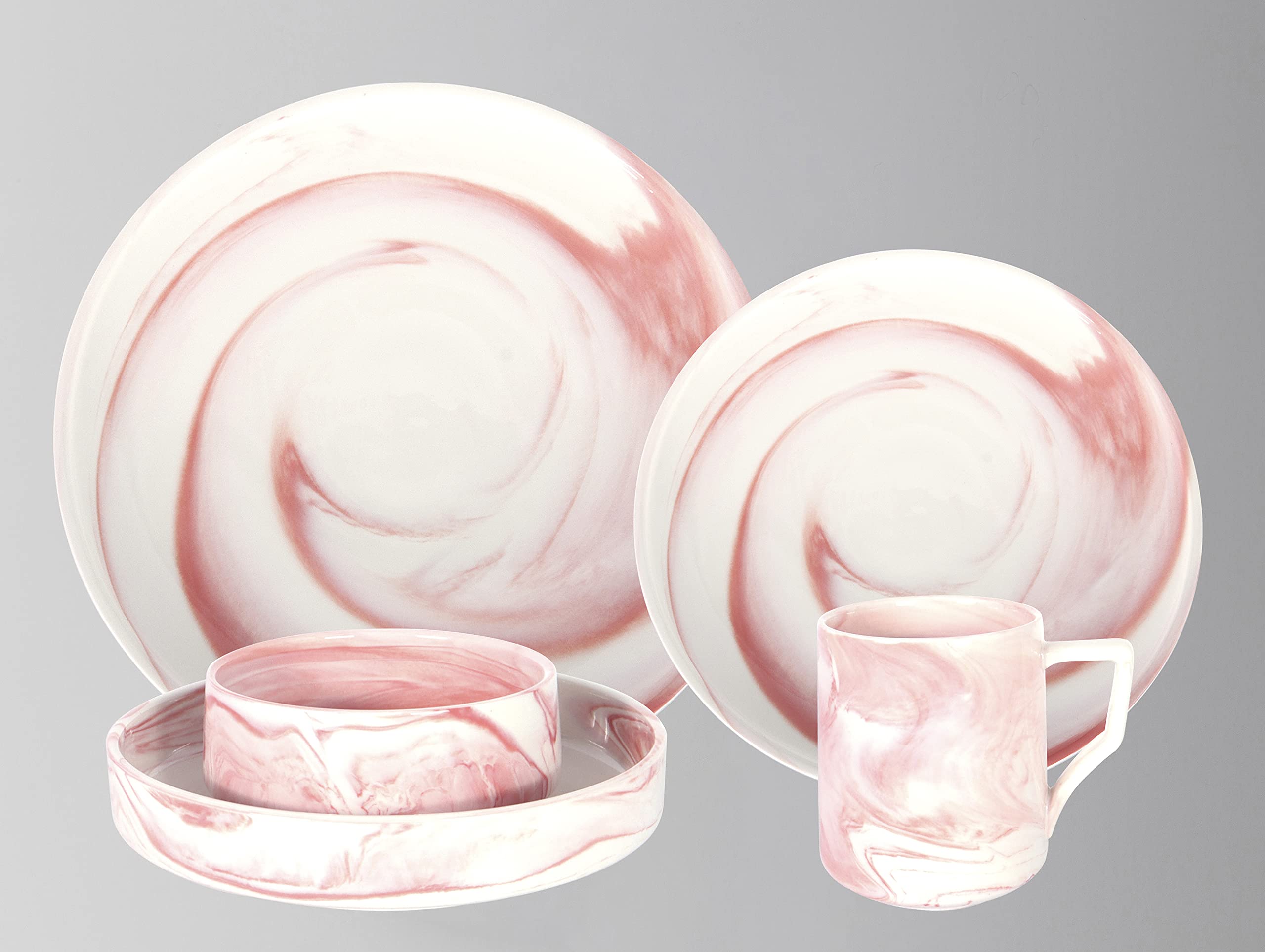 Fine China Artisan Marbled 20pc Dinner Set, varations with golden line