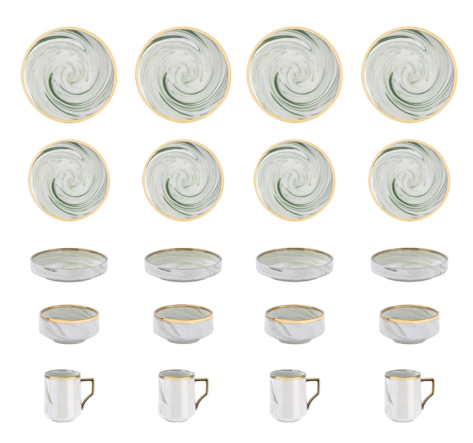 Fine China Artisan Marbled 20pc Dinner Set, varations with golden line