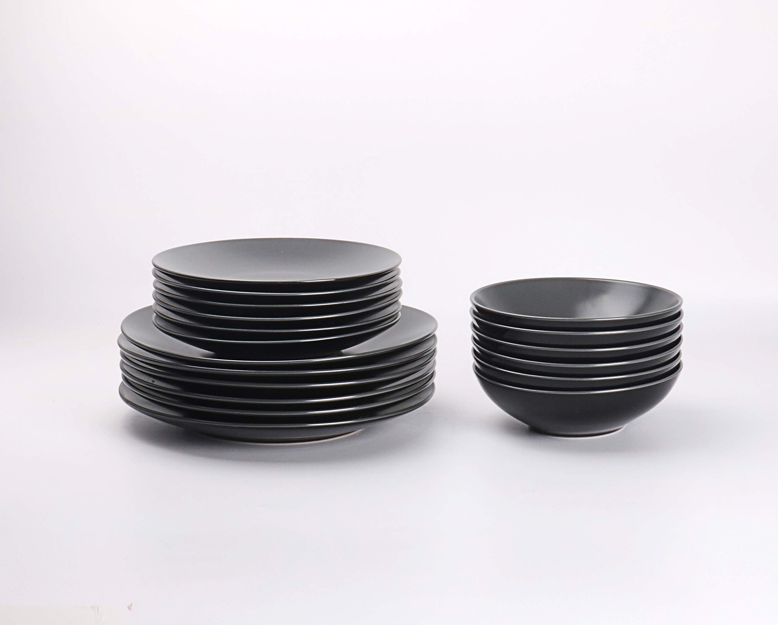 Colors Life 16 Dinnerware Set，Outside Shinny Black + Inside Matte Finished Color