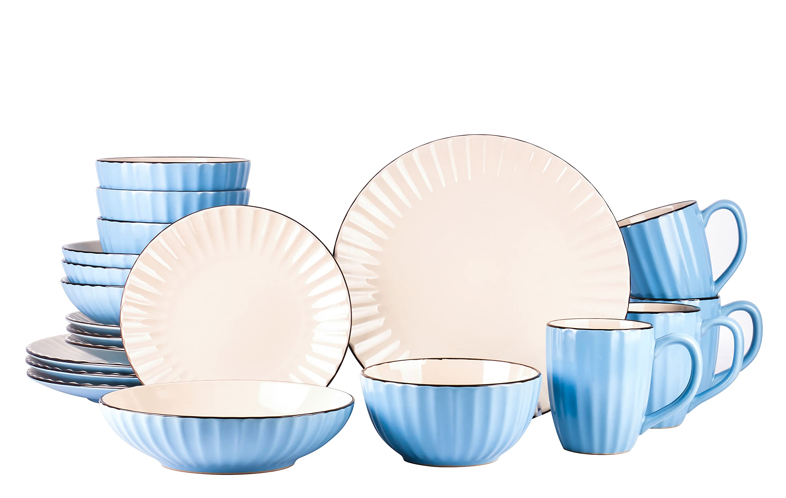 Osita Strip Stoneware 20pc Dinnerware Set, Pink