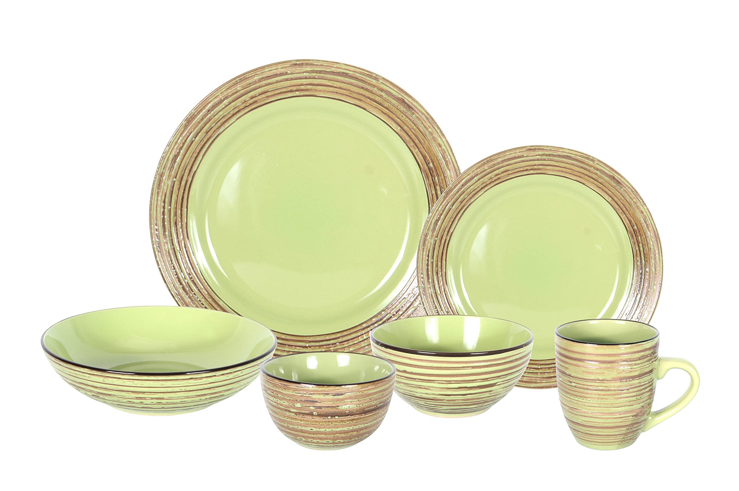 Stoneware Handcrafted Tree Bark Effected Glaze Dinnerware Set (Service for 4-16pc Set)