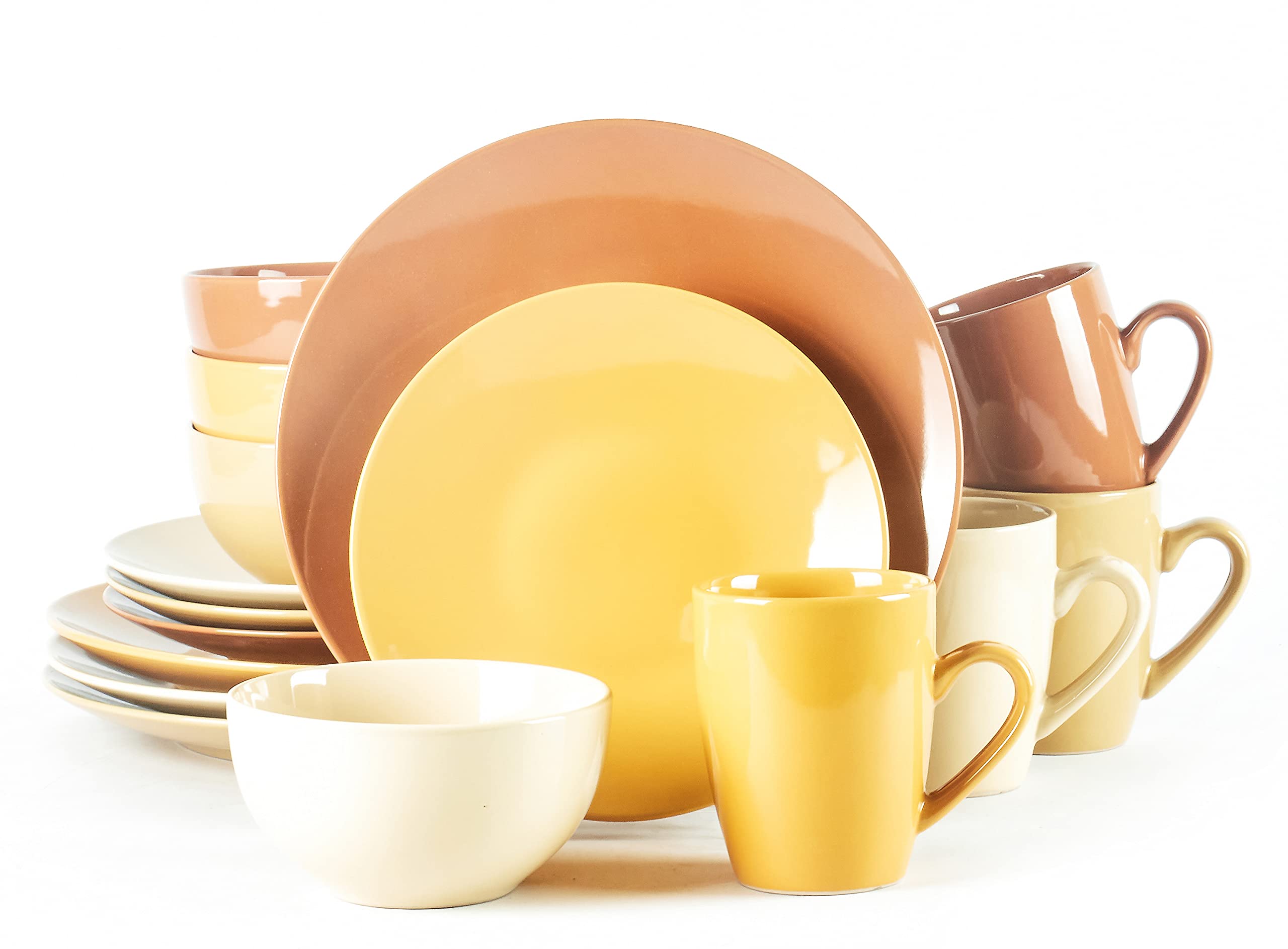 Color Wave Stoneware 16pc Dinnerware Set, Honey Comb