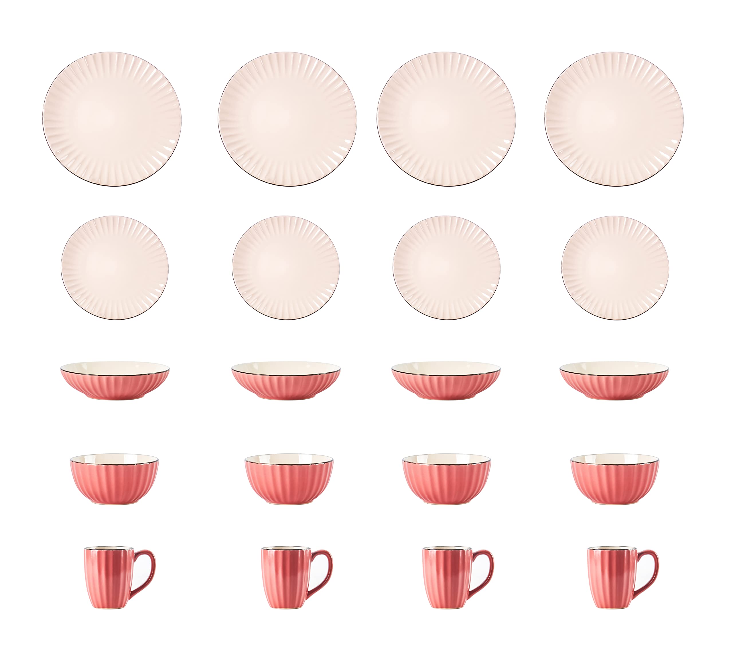 Osita Strip Stoneware 20pc Dinnerware Set, Pink