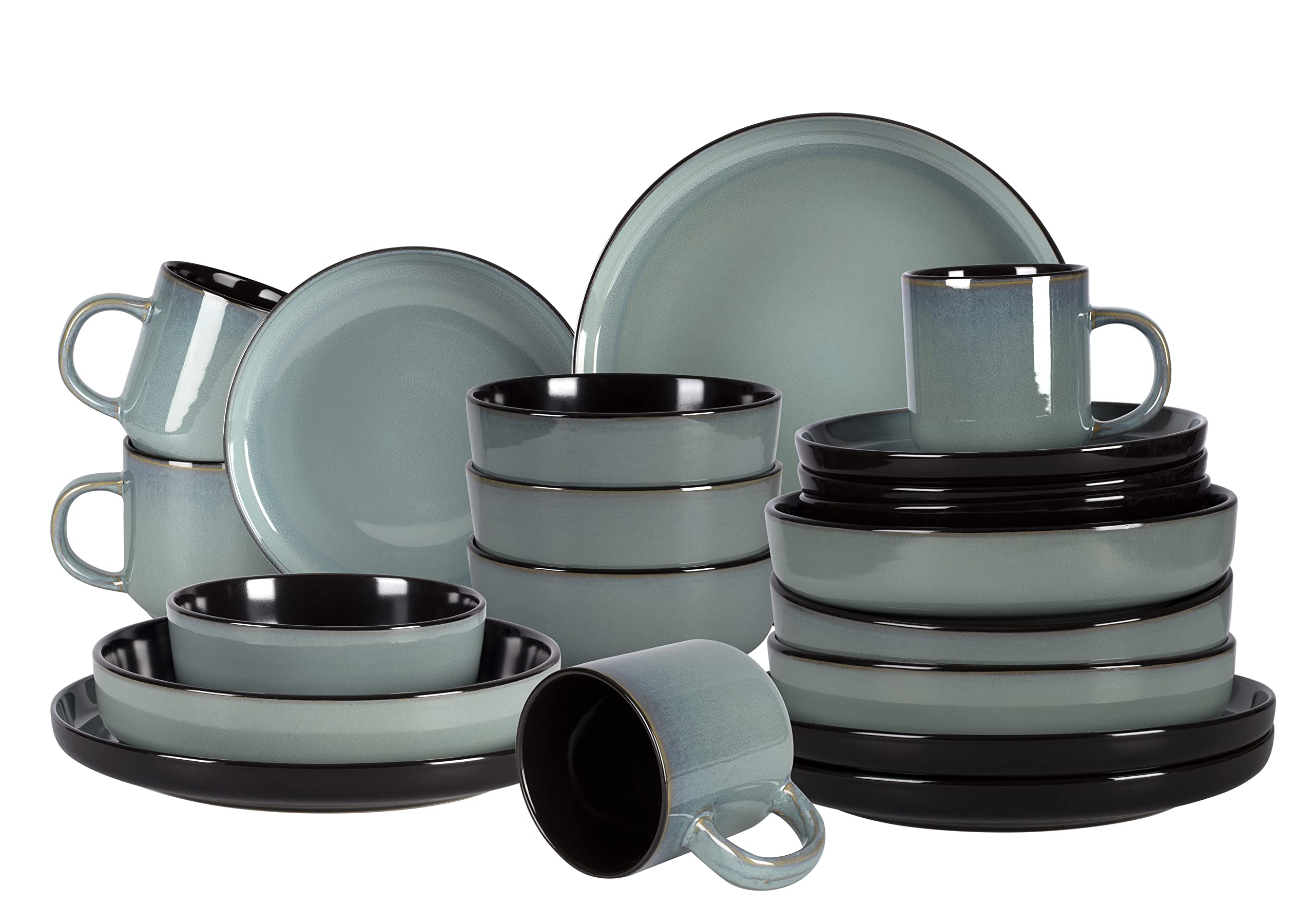 Nordic Shape Stoneware 20pc Dinnerware Set, Reactive Glaze