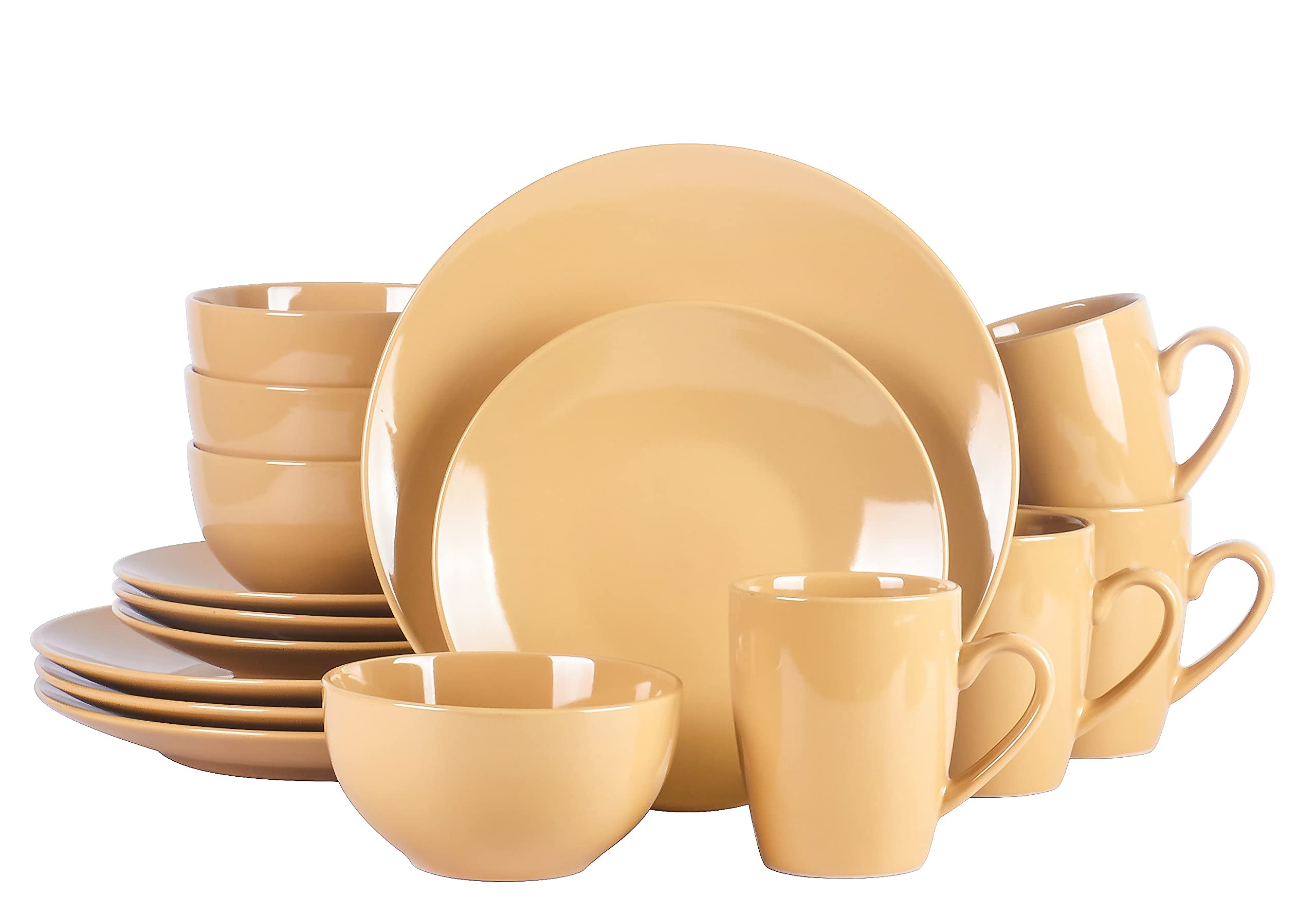 Color Wave Stoneware 16pc Dinnerware Set, Honey Comb