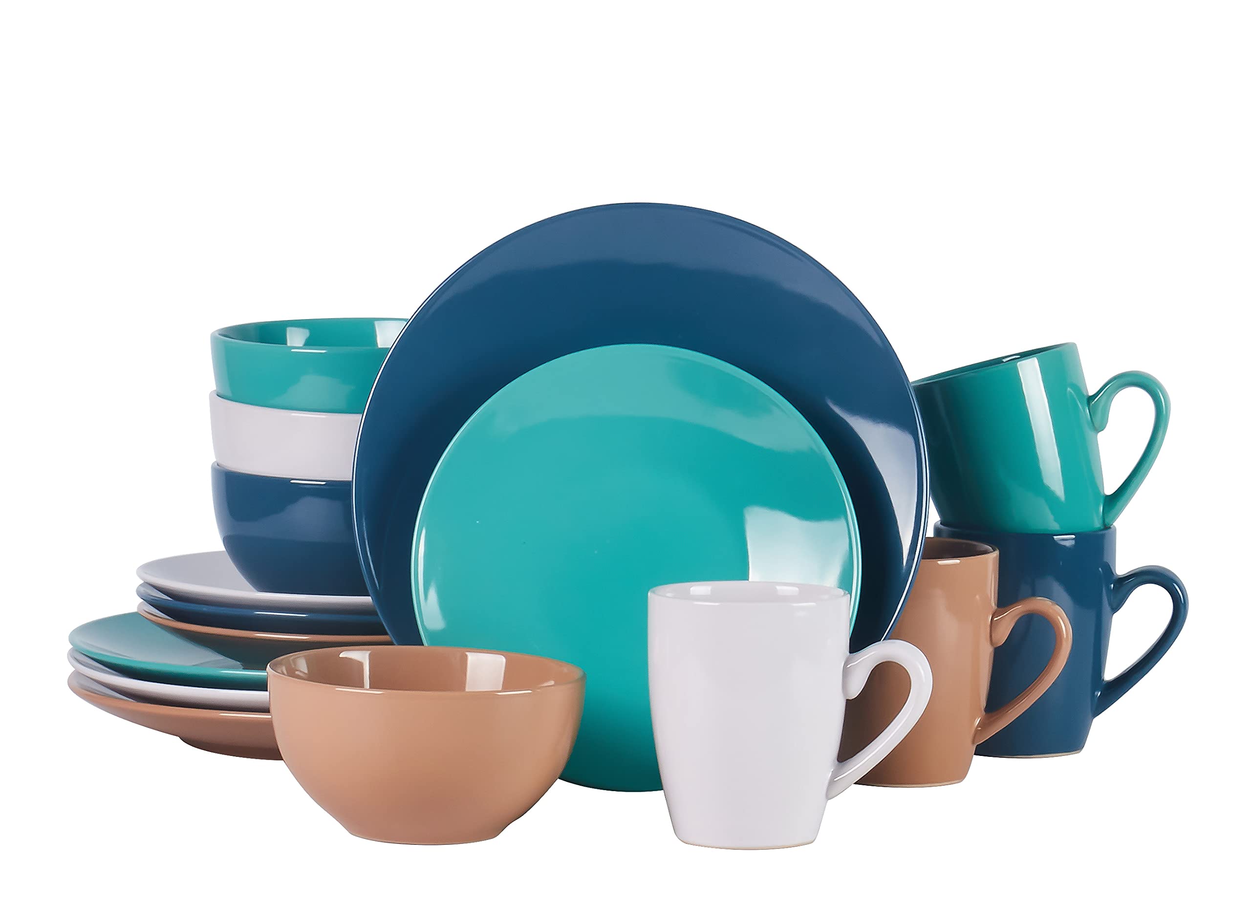 Color Wave Stoneware 16pc Dinnerware Set, Honey Comb