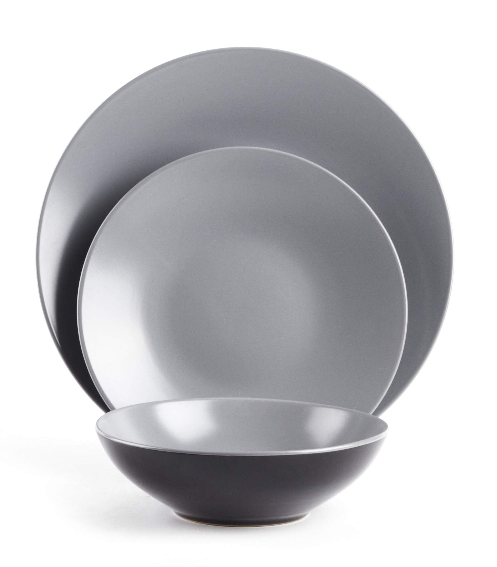 Colors Life 16 Dinnerware Set，Outside Shinny Black + Inside Matte Finished Color